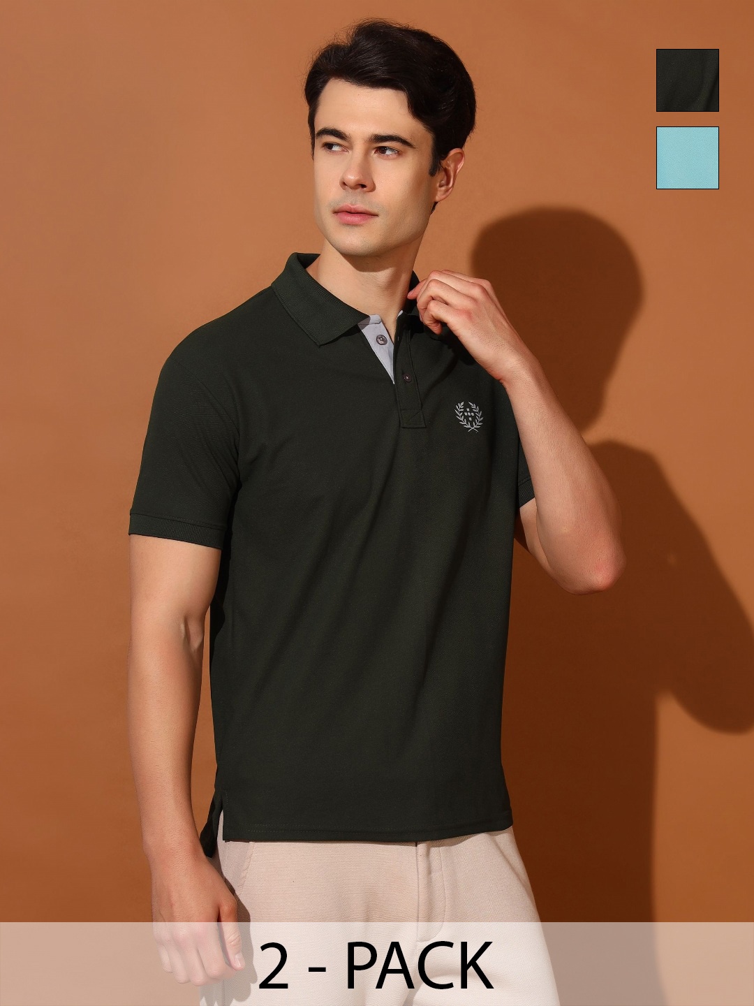

Christy World Men 2 Polo Collar Applique T-shirt, Multi
