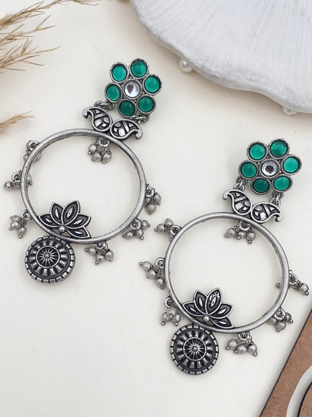 

Rare Bello Contemporary Chandbalis Earrings, Green