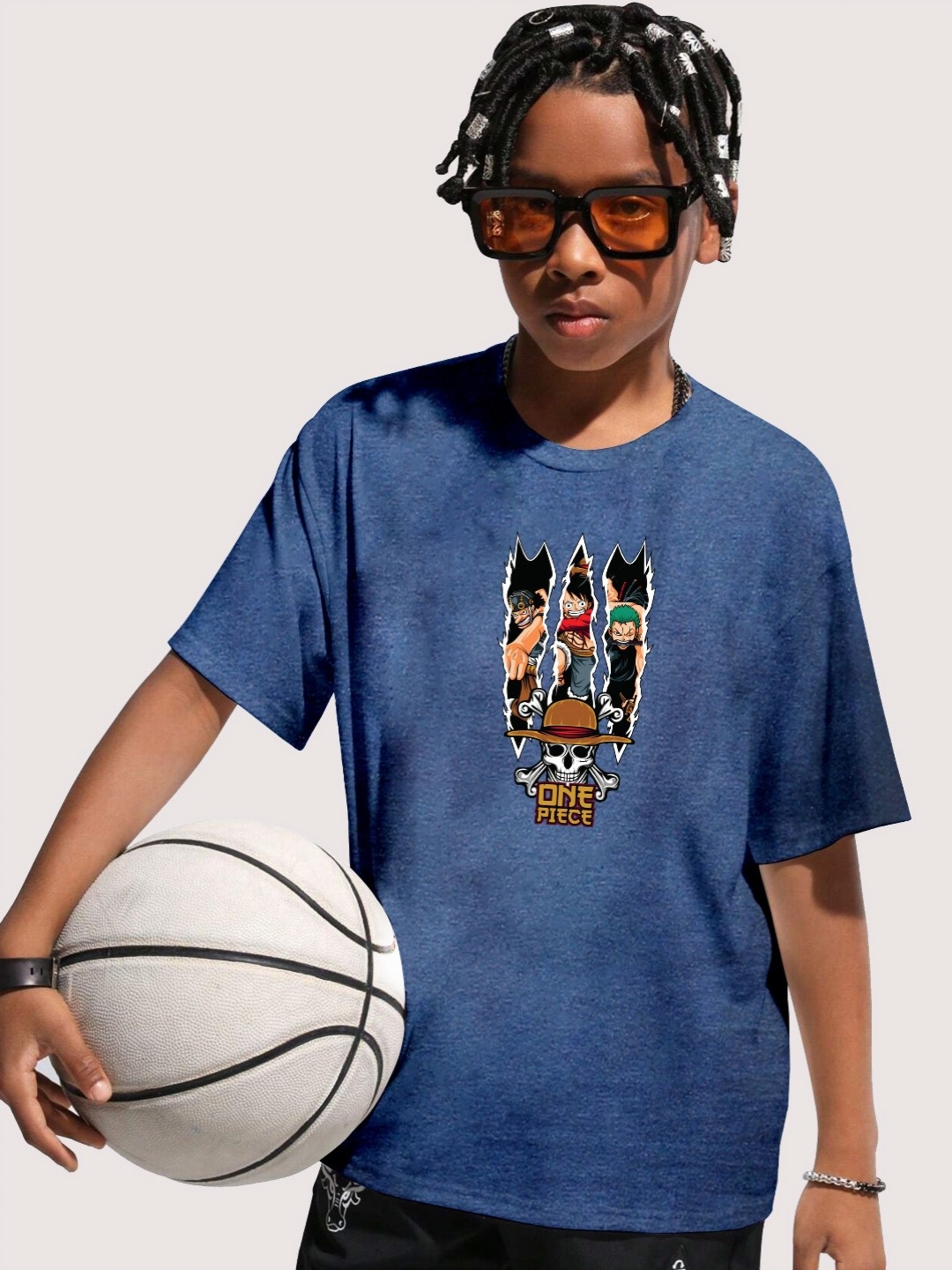 

LOCAVESTIR Boys Printed T-shirt, Blue
