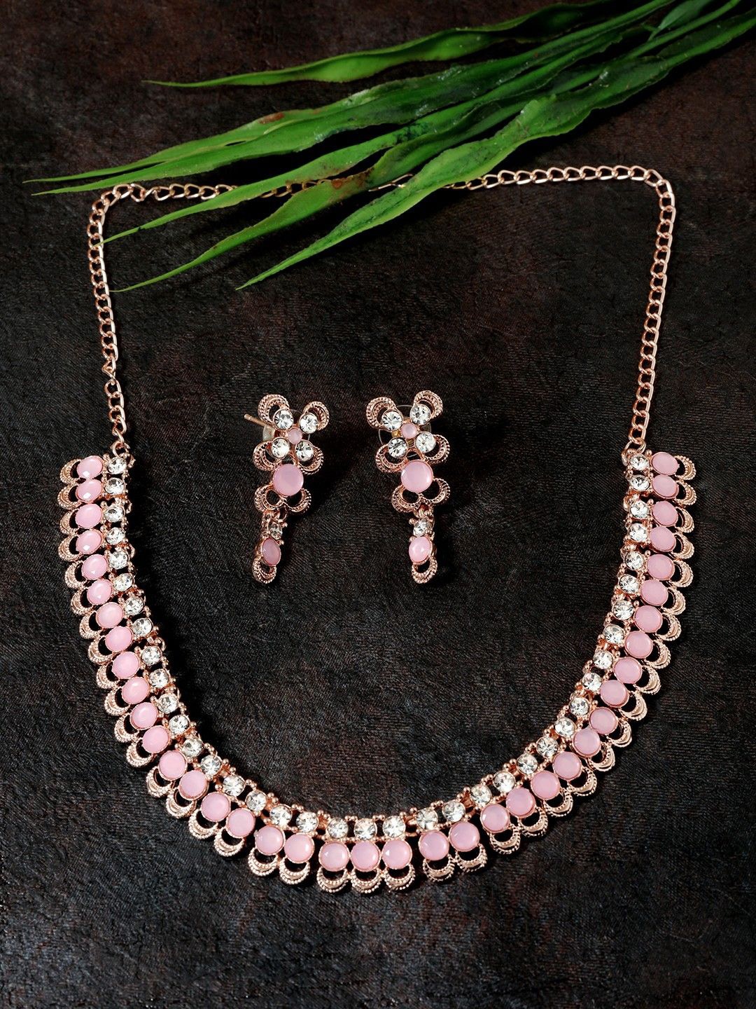 

Anouk Rose Gold-Plated Rhinestone Studded Jewellery Set