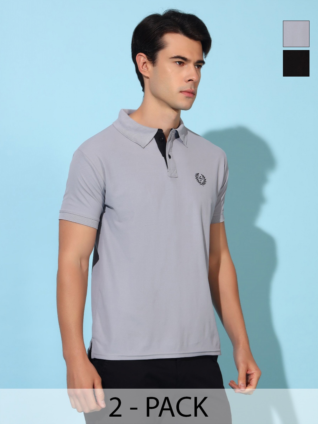 

Christy World Men 2 Polo Collar Applique T-shirt, Multi
