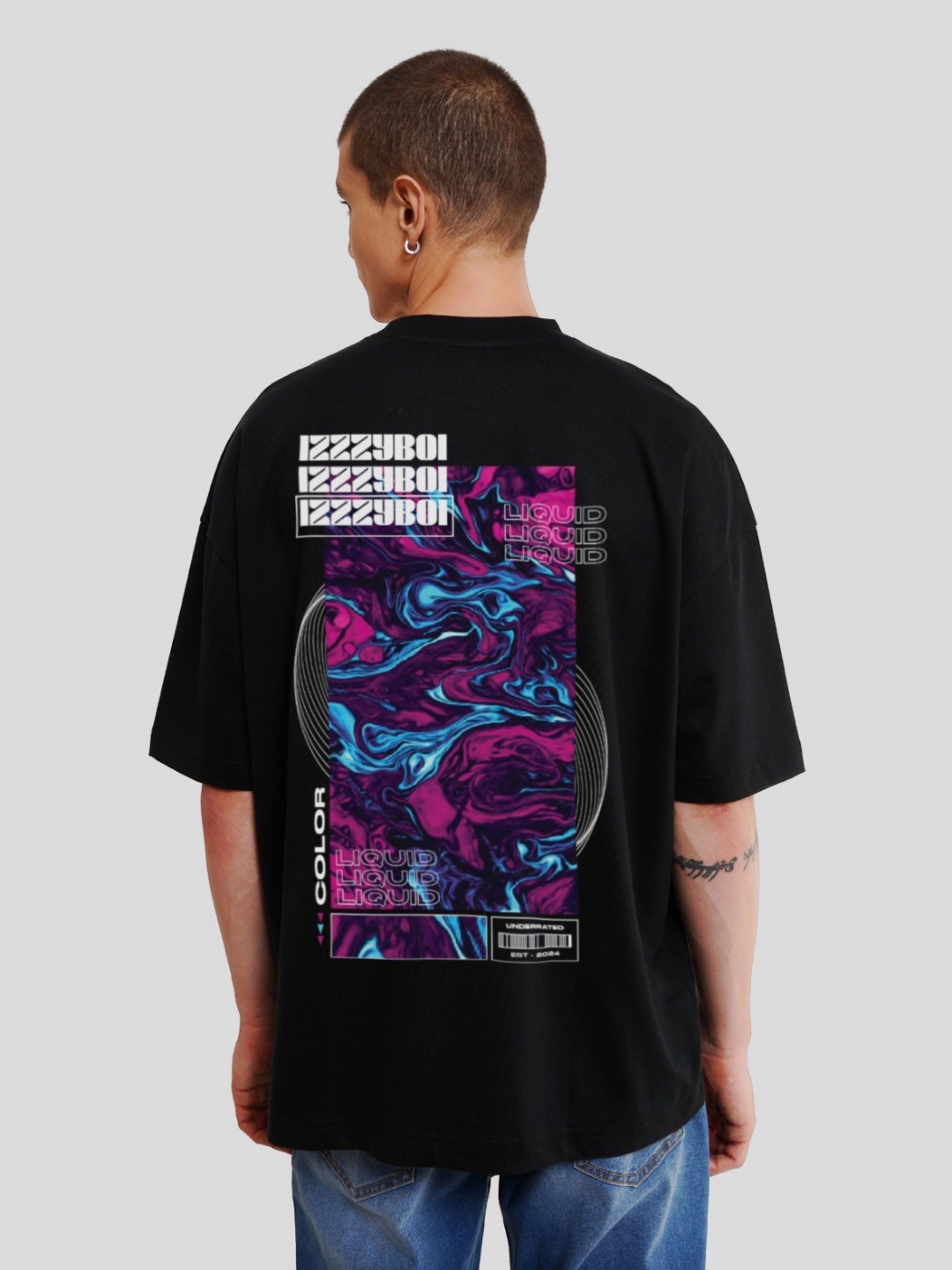 

Underrated Club Men Printed Bio Finish Raw Edge T-shirt, Black