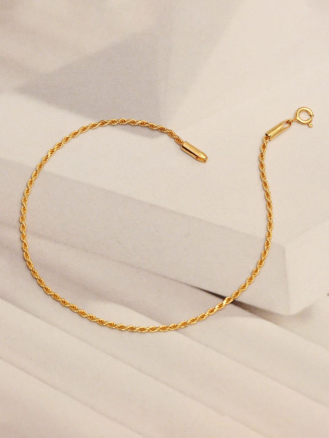 

LeCalla Silver-Plated Artificial Stones and Beads Anklet, Gold