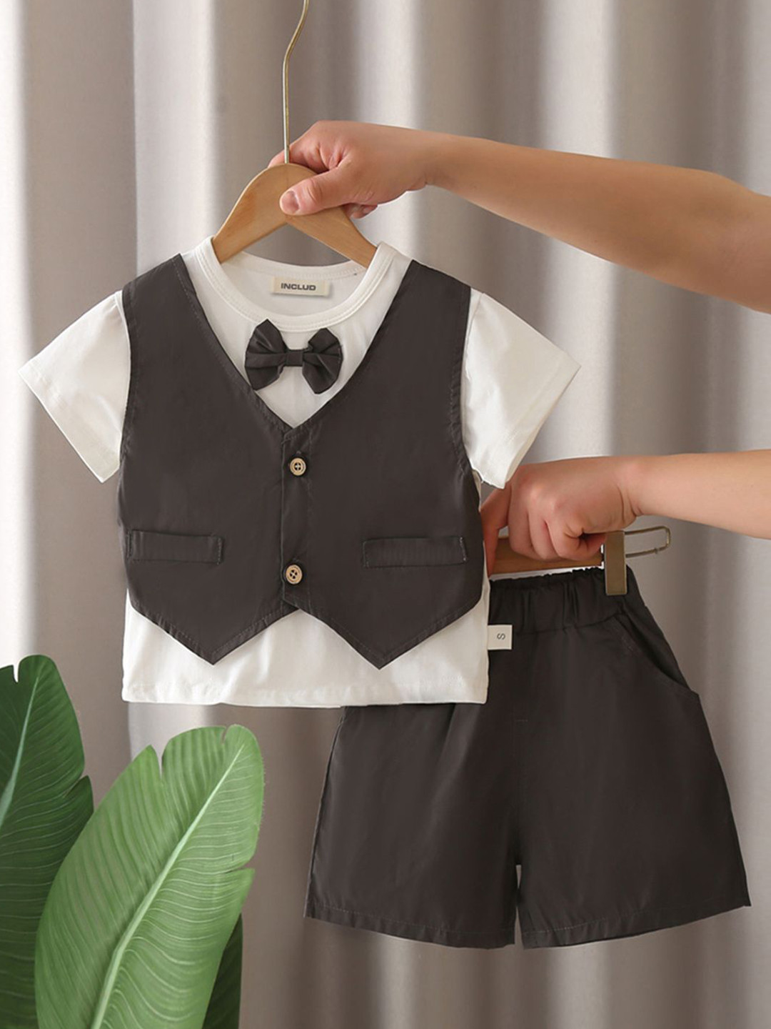 

INCLUD Boys T-shirt With Attached Waistcoat & Shorts, White