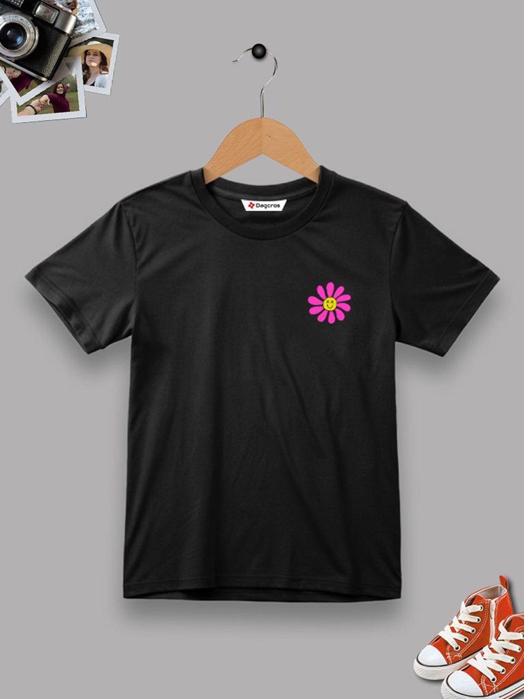 

Dagcros Boys Printed T-shirt, Black