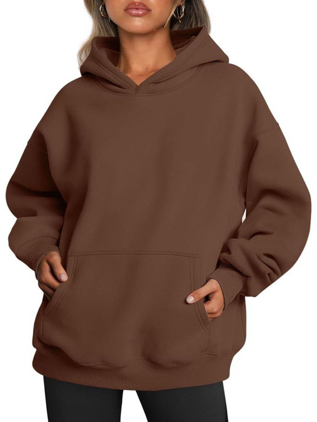 

FEMENEST Women Hooded Oversized Sweatshirt, Brown