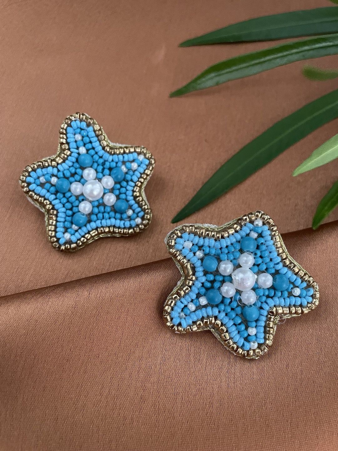 

Digital Dress Room Artificial Beads Star Shaped Studs, Blue