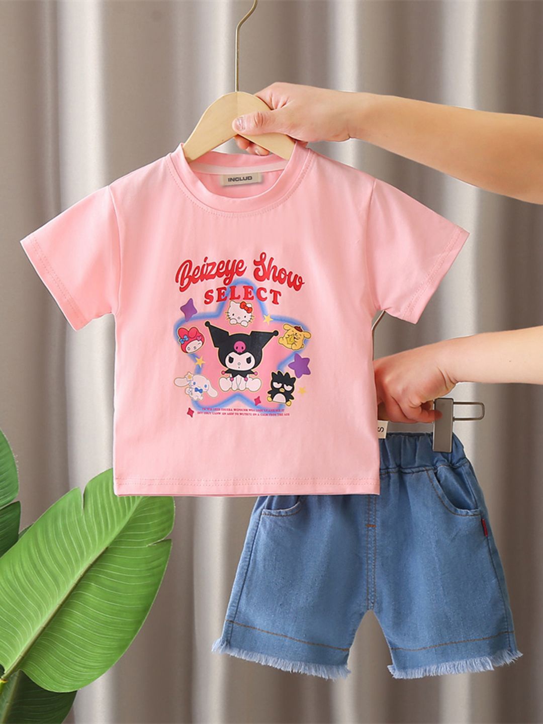 

INCLUD Boys Printed T-shirt With Shorts, Pink