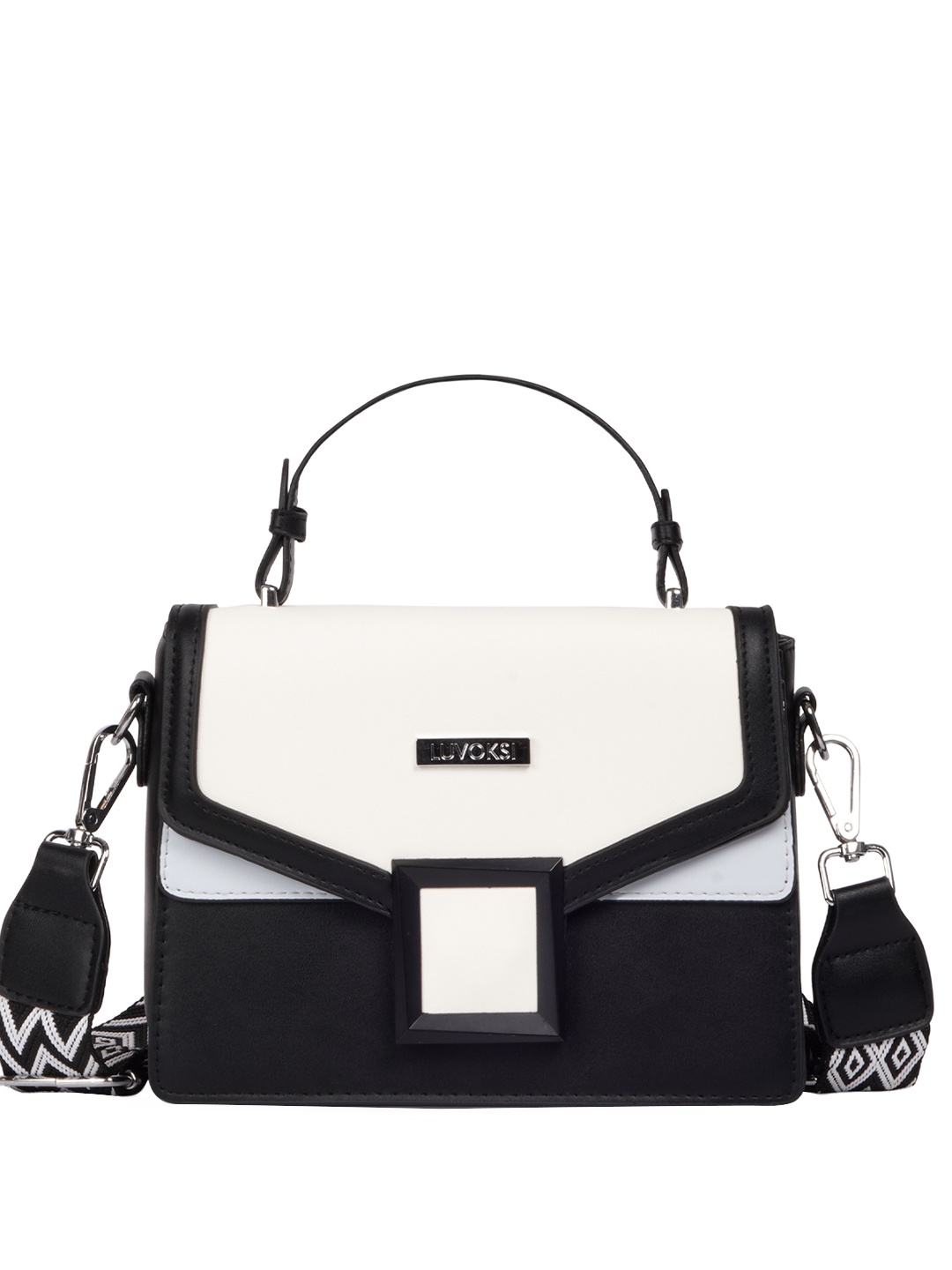 

Luvoksi Colourblocked PU Structured Sling Bag, White