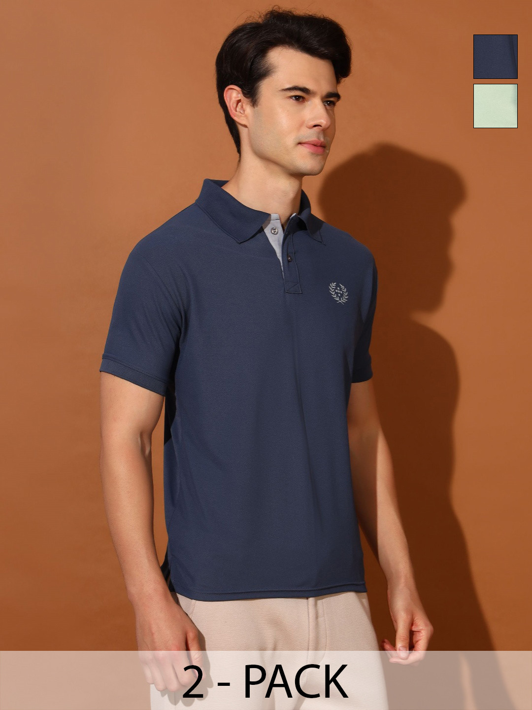

Christy World Men 2 Polo Collar Applique T-shirt, Multi