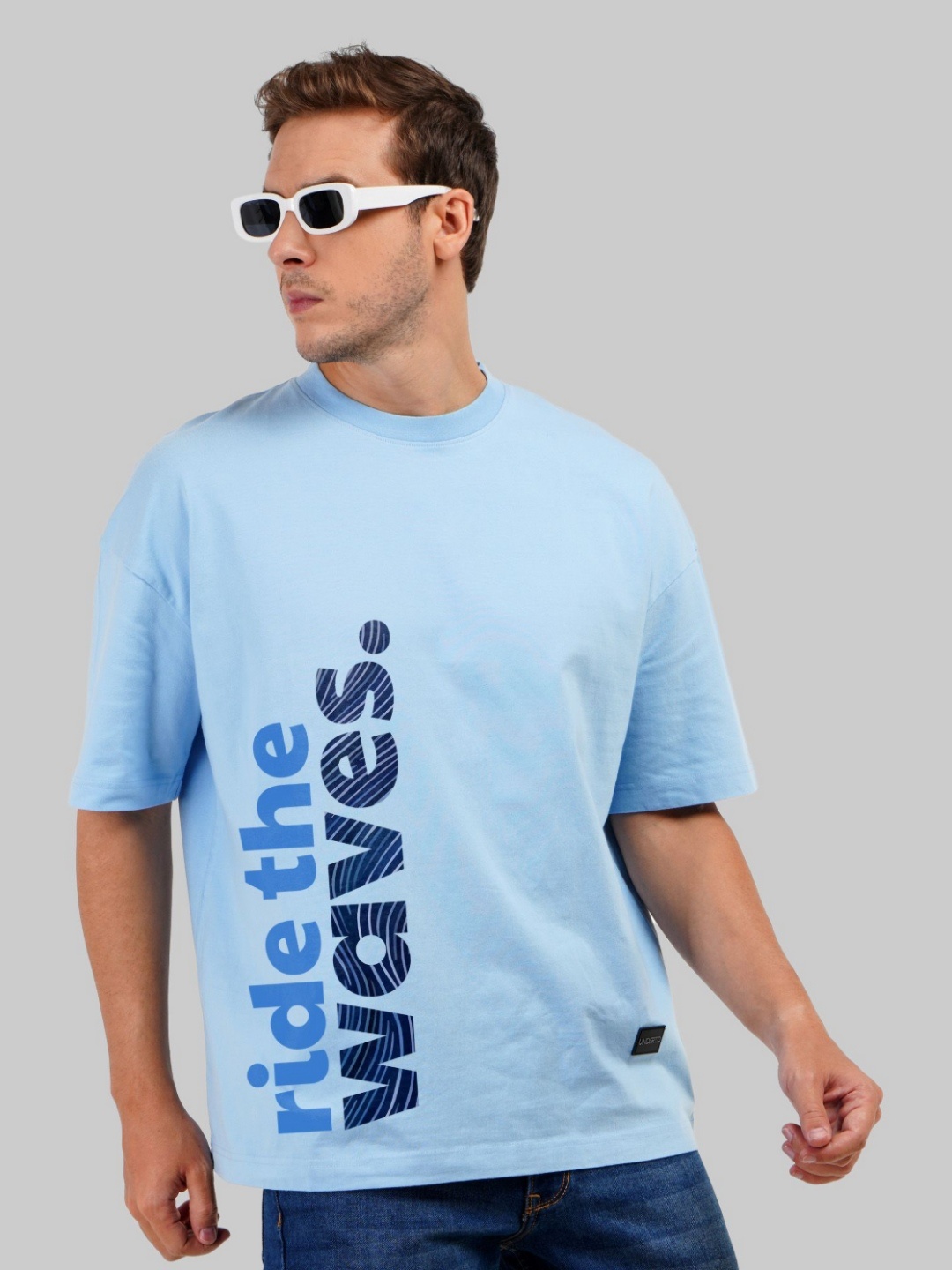 

Underrated Club Men Printed Bio Finish Applique T-shirt, Blue