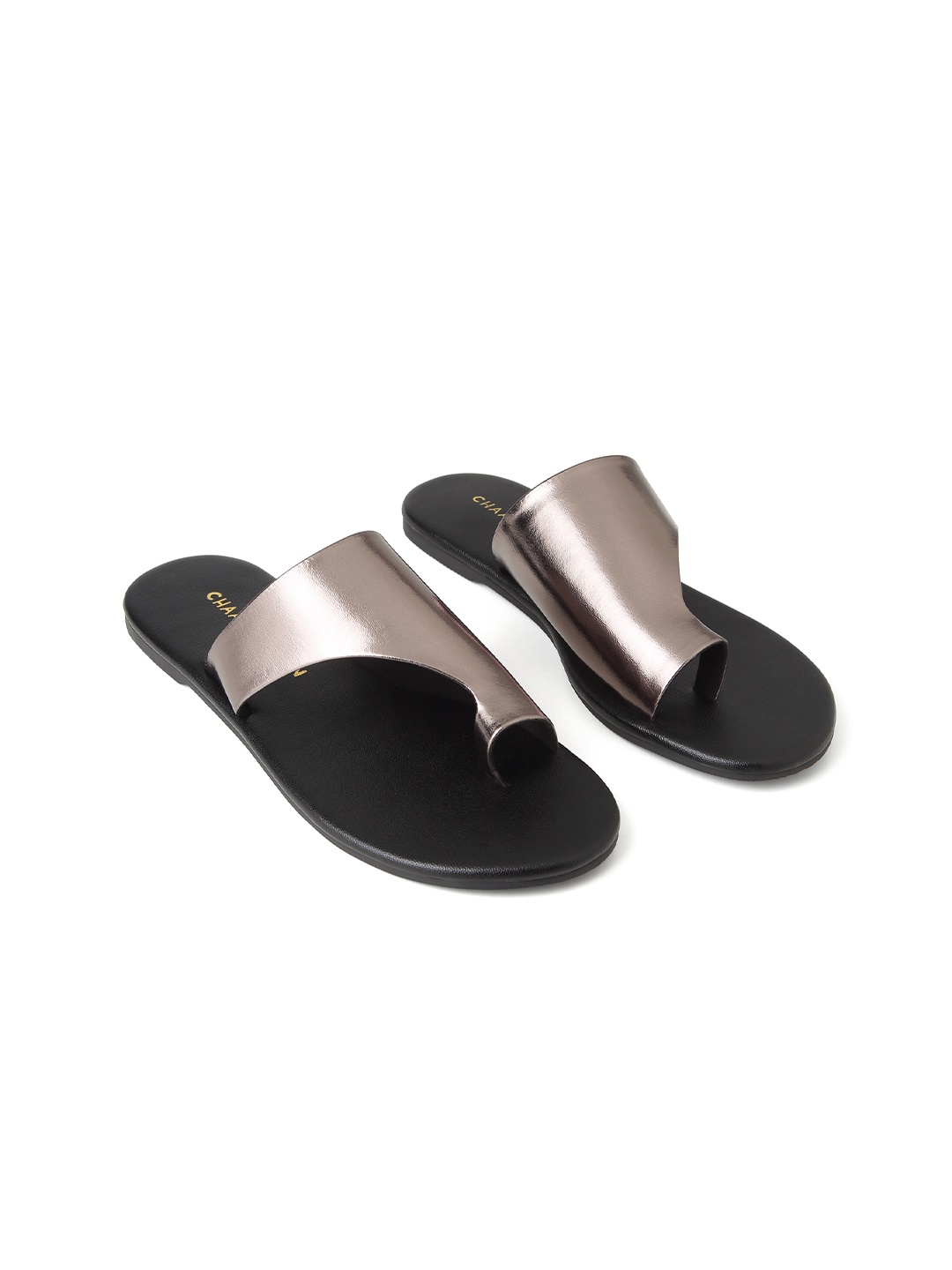 

CHAAL CHALAN Women Textured Open Toe Flats, Black
