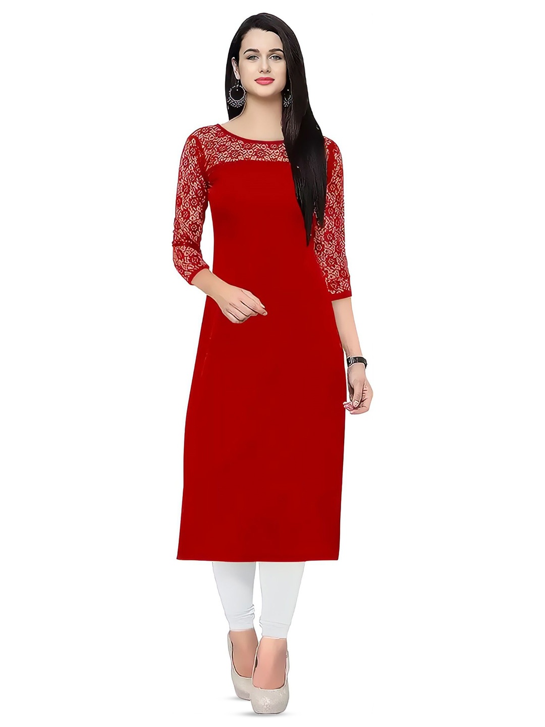 

ZELZIS A-Line Kurta, Red