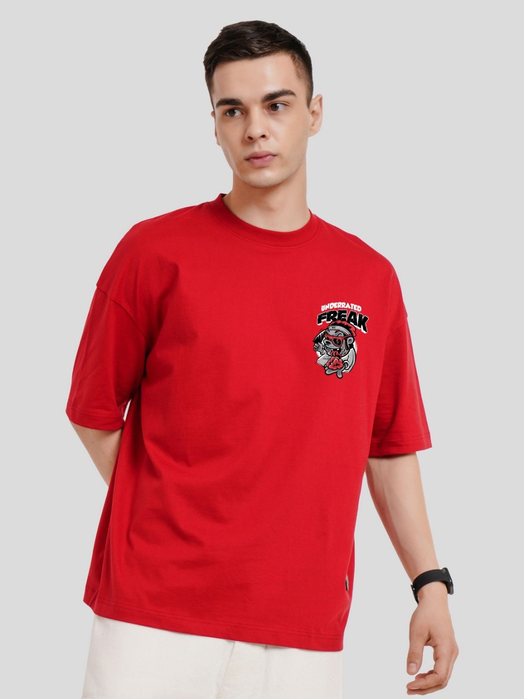 

Underrated Club Men Printed Bio Finish Applique T-shirt, Red