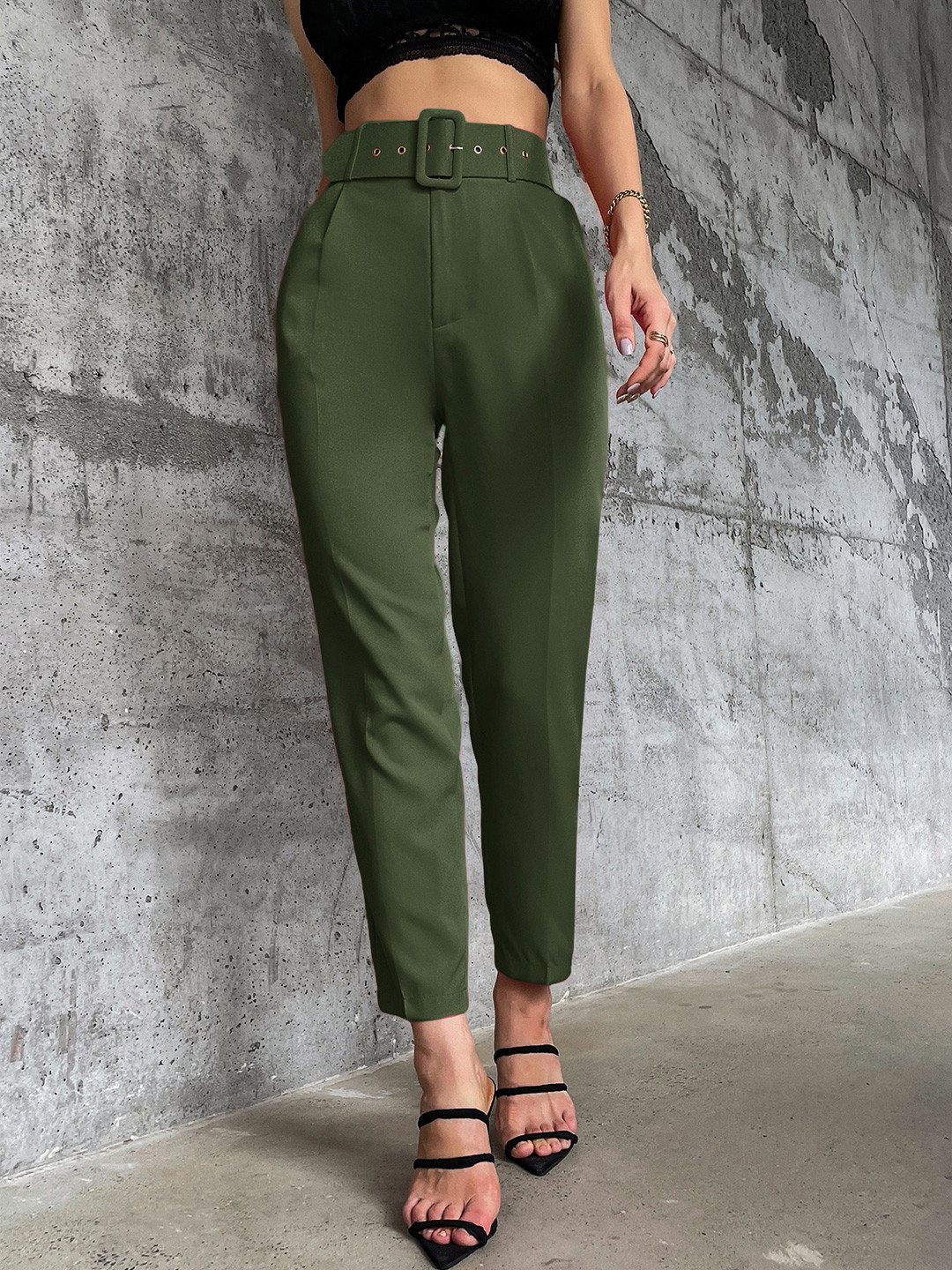 

HIGH BUY Women Pencil Skinny Fit High-Rise Trousers, Pink