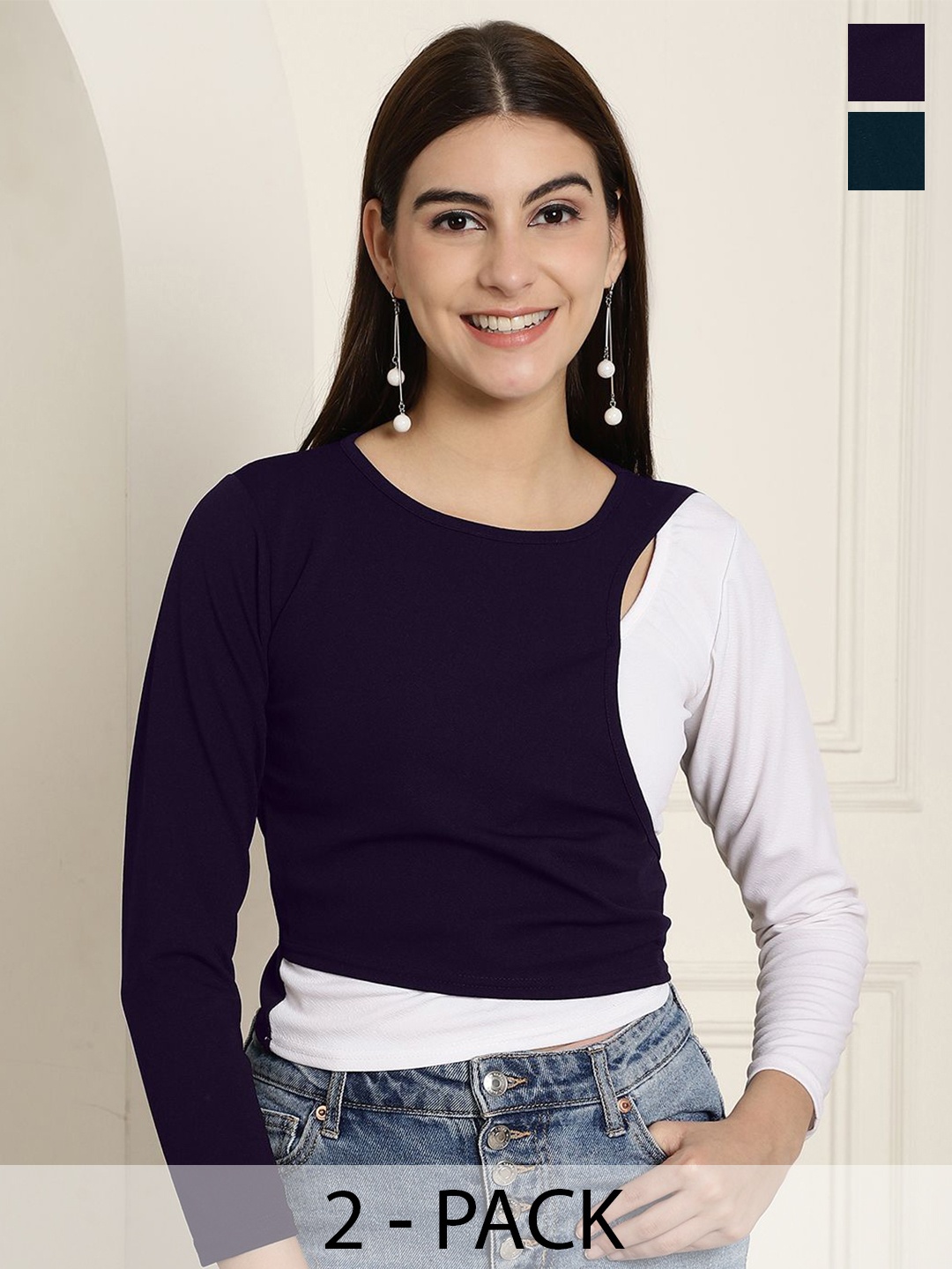 

Tromko Women Round Neck Casual Regular Sleeves Top, Multi