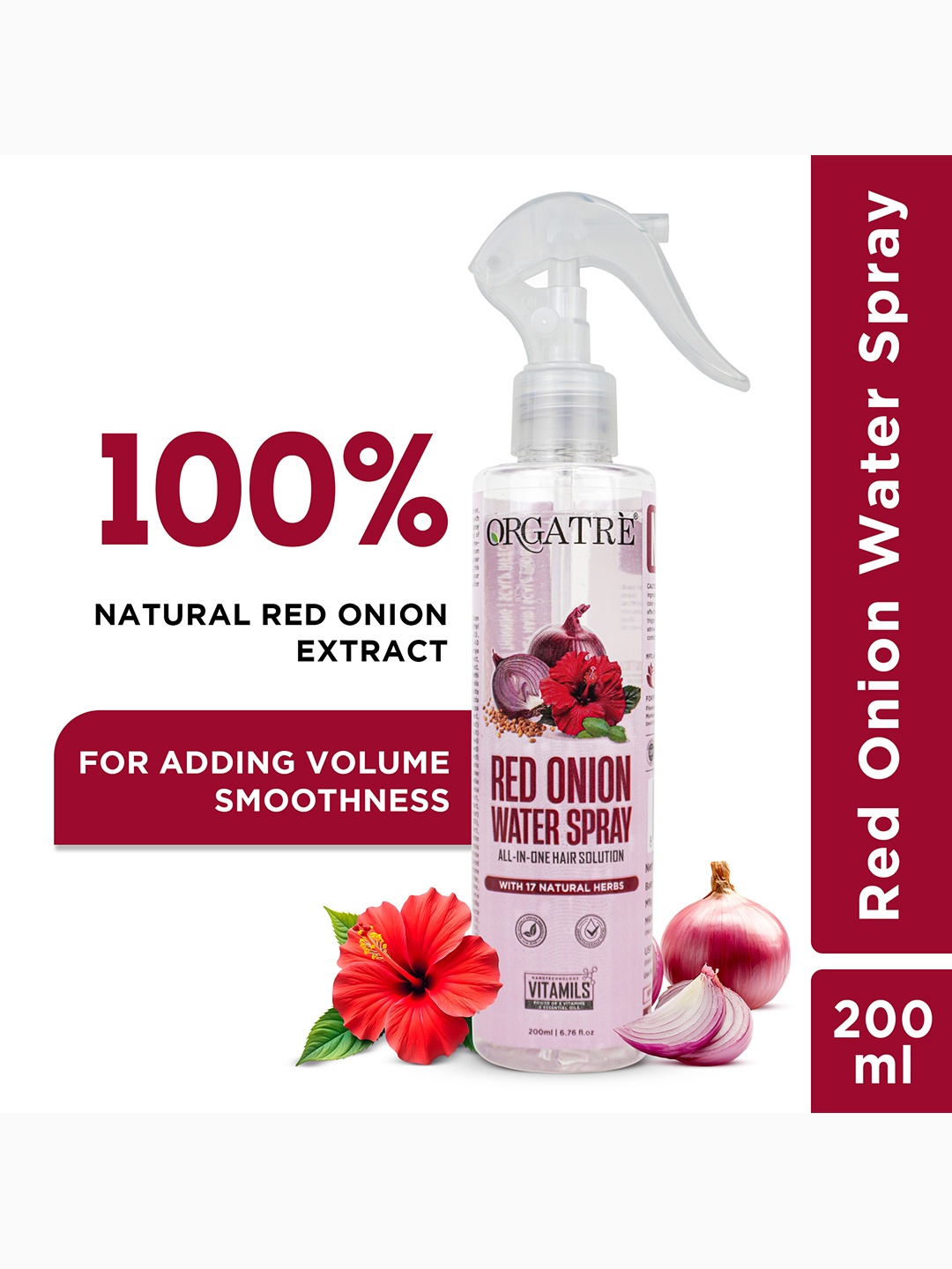 

Orgatre Red Onion Water Spray- 200 ml, Transparent
