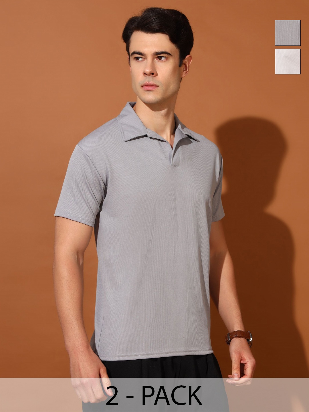 

Christy World Men 2 Polo Collar Pockets T-shirt, Multi