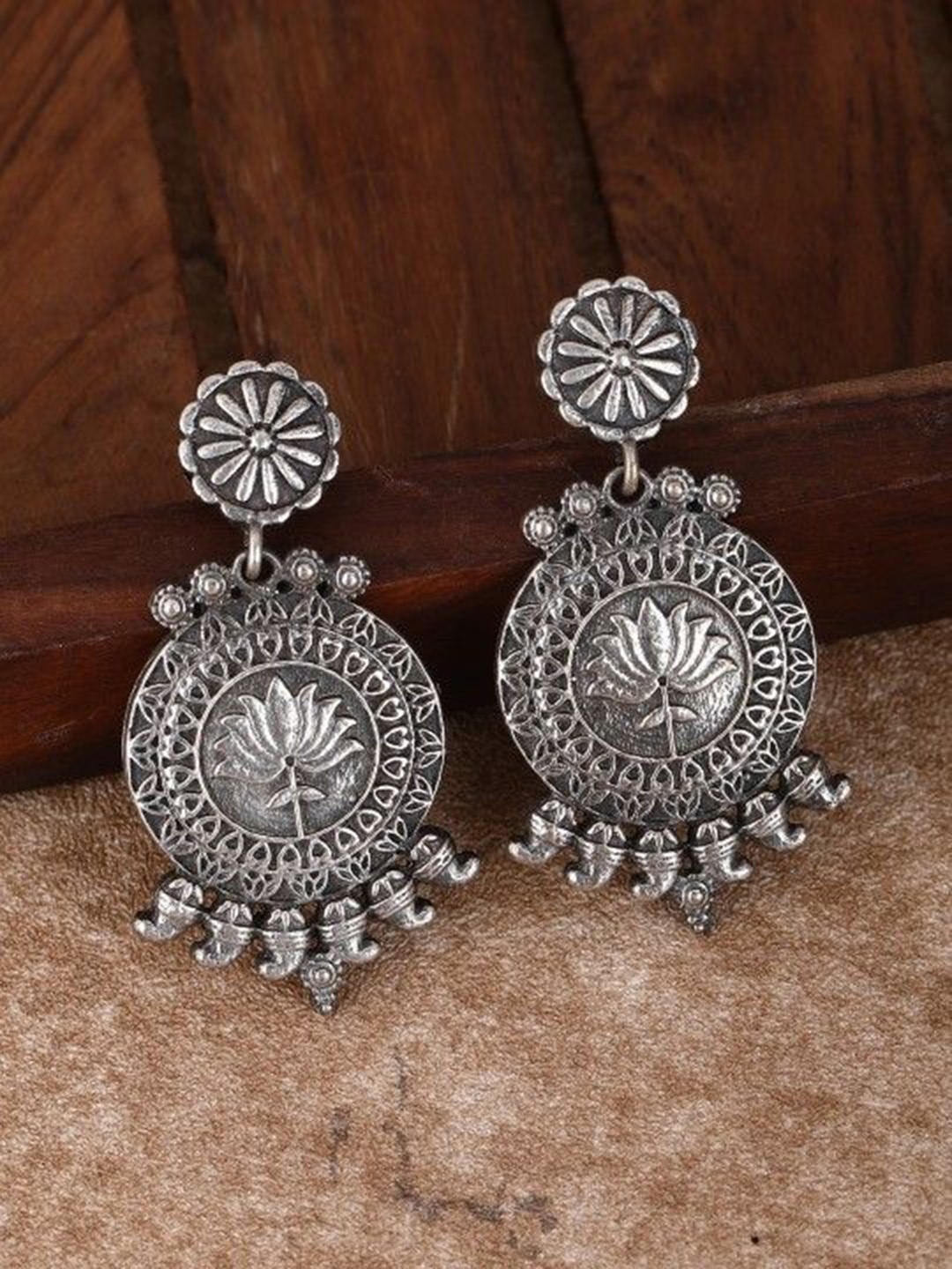 

Anouk Silver Plated Artificial Beaded Circular Drop Earrings