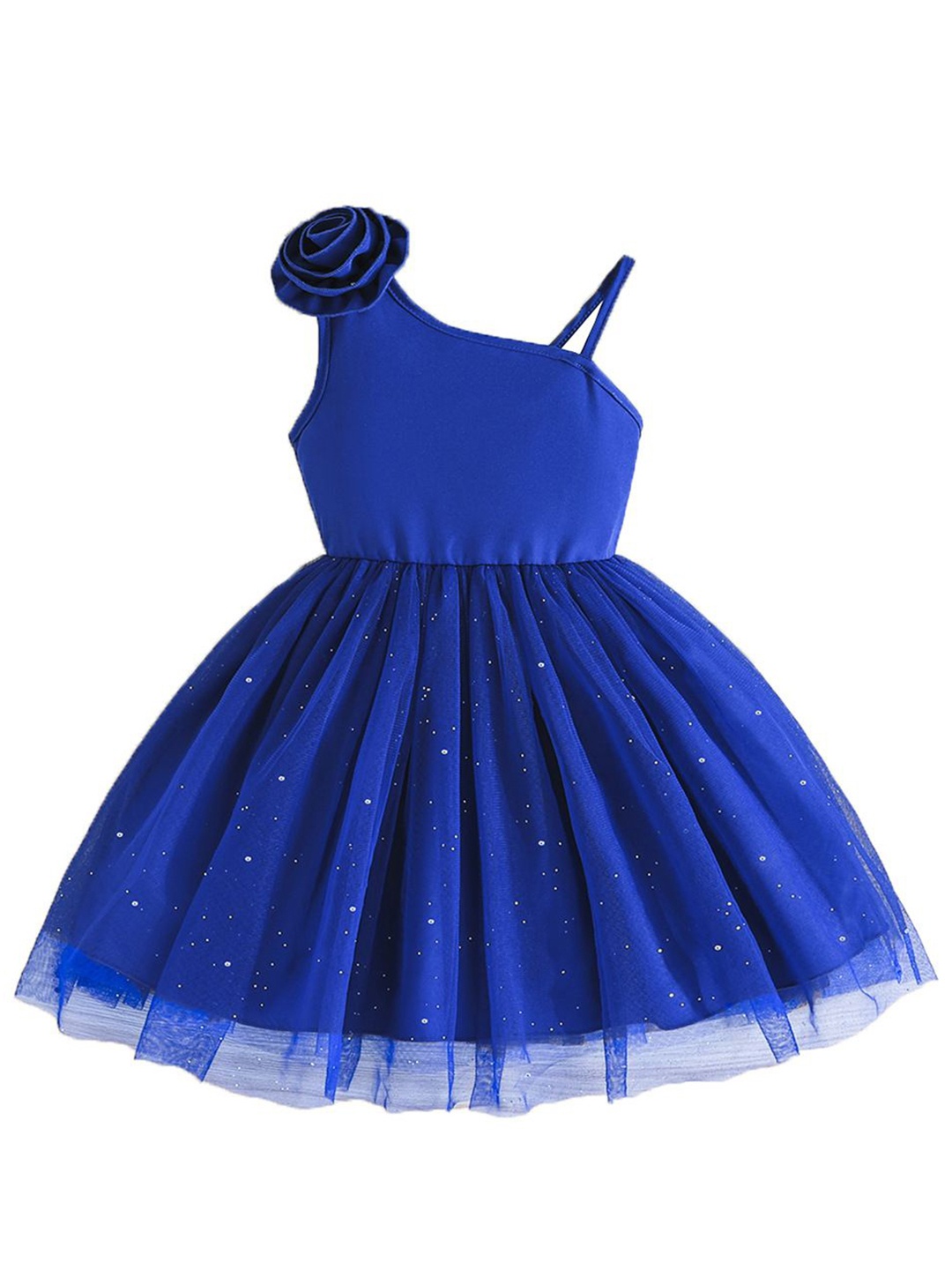 

StyleCast x Revolte Girls One Shoulder Applique Balloon Mini Dress, Navy blue