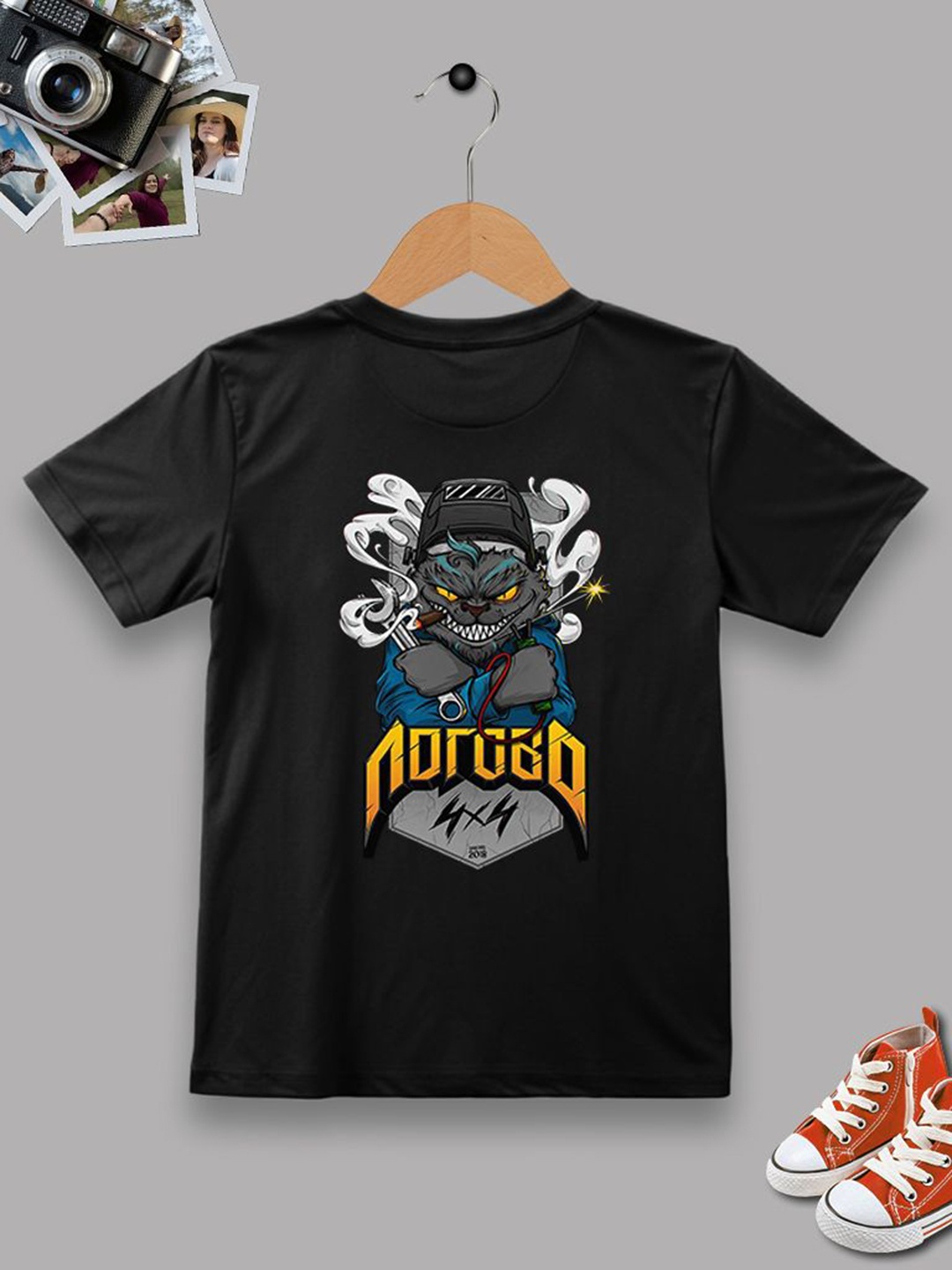 

Dagcros Boys Printed T-shirt, Black
