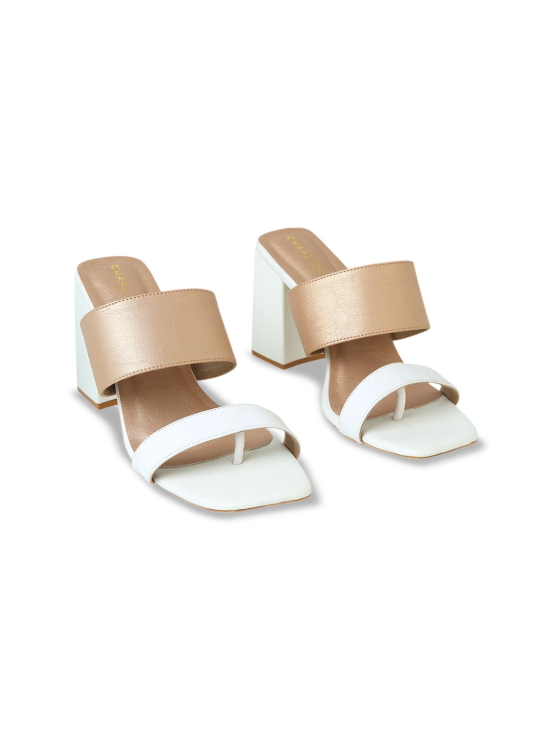 

CHAAL CHALAN Women Colourblocked Block Heels Sandals, White