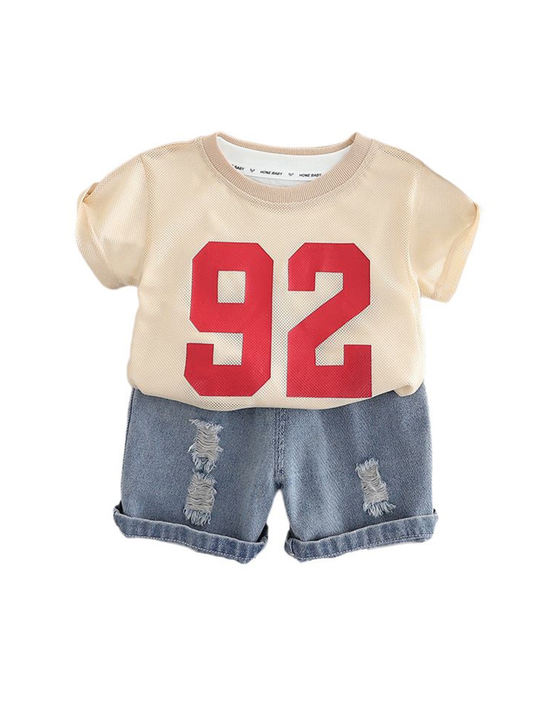 

StyleCast x Revolte Boys Printed Pure Cotton T-shirt With Shorts, Beige