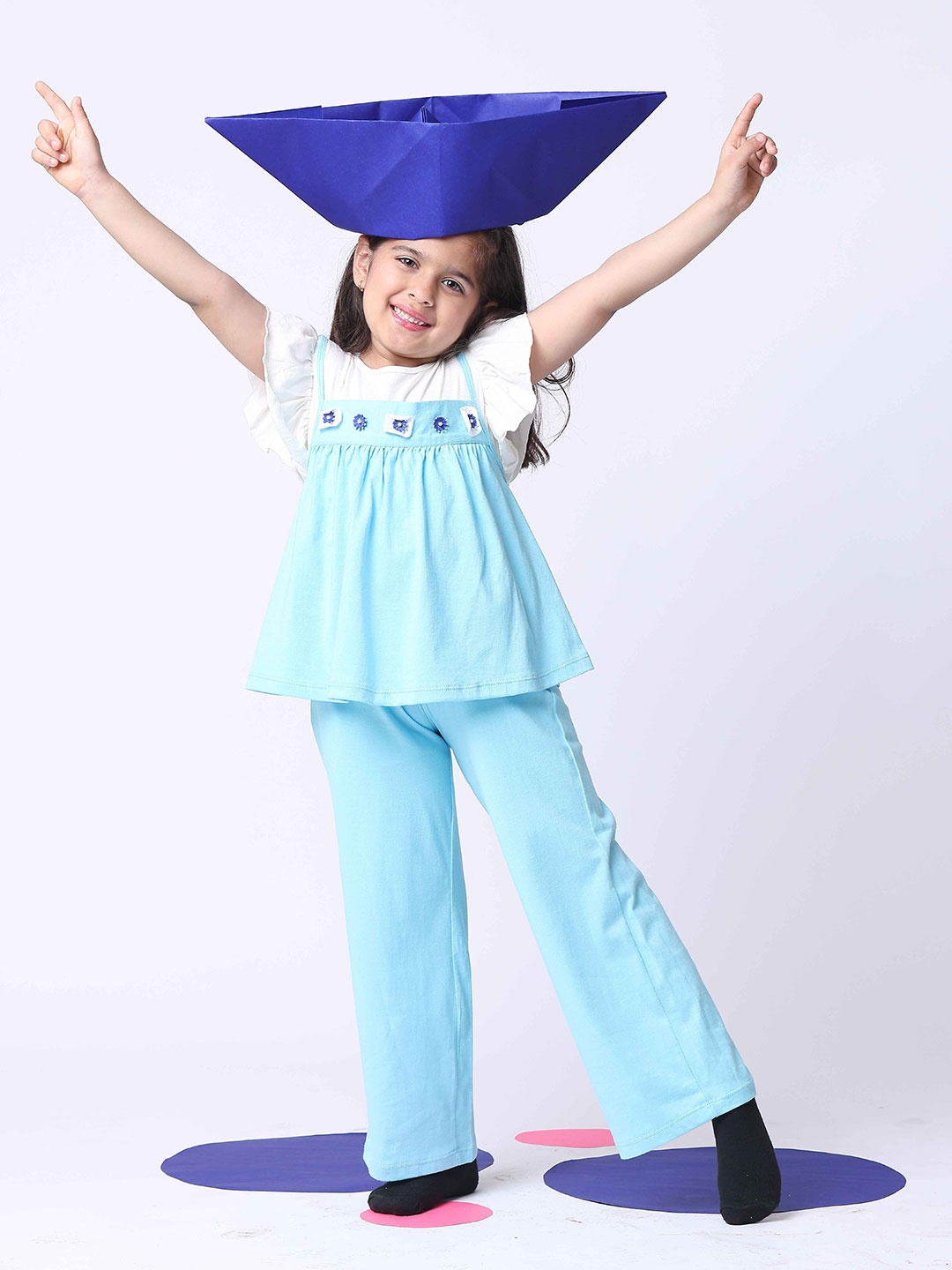 

Baawri Girls Top with Trousers, Blue