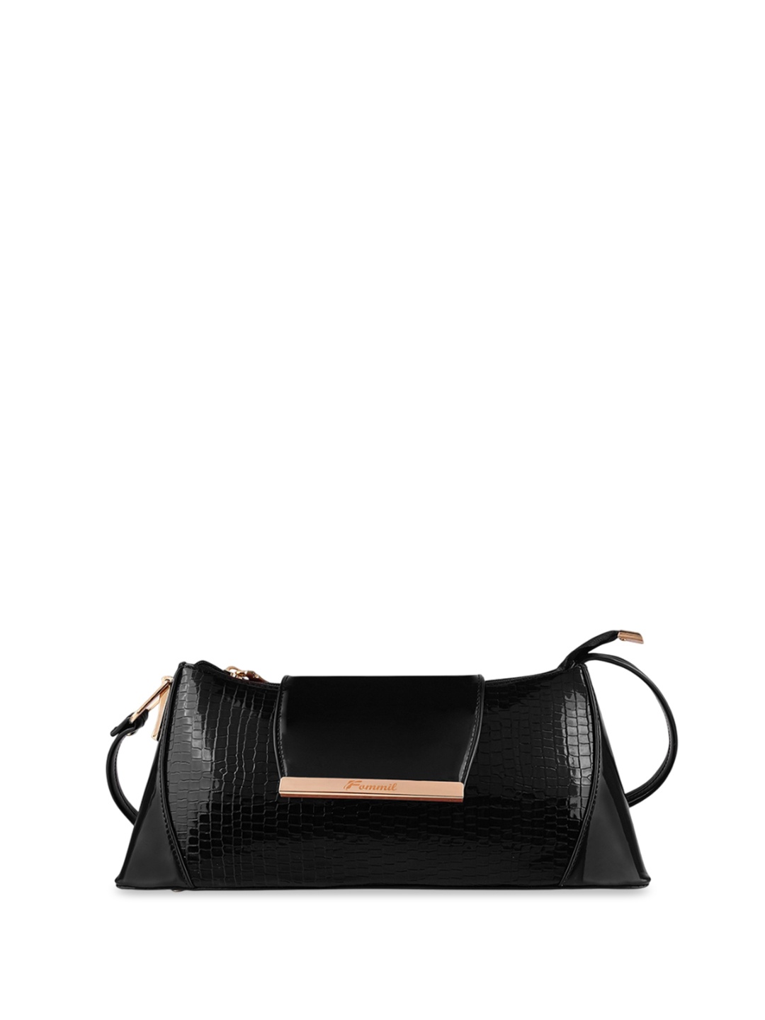 

FOMMIL Textured PU Sling Bag, Black