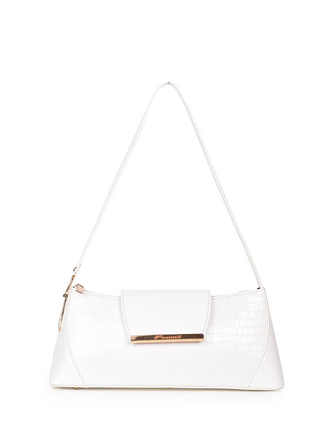 

FOMMIL Textured PU Sling Bag, White