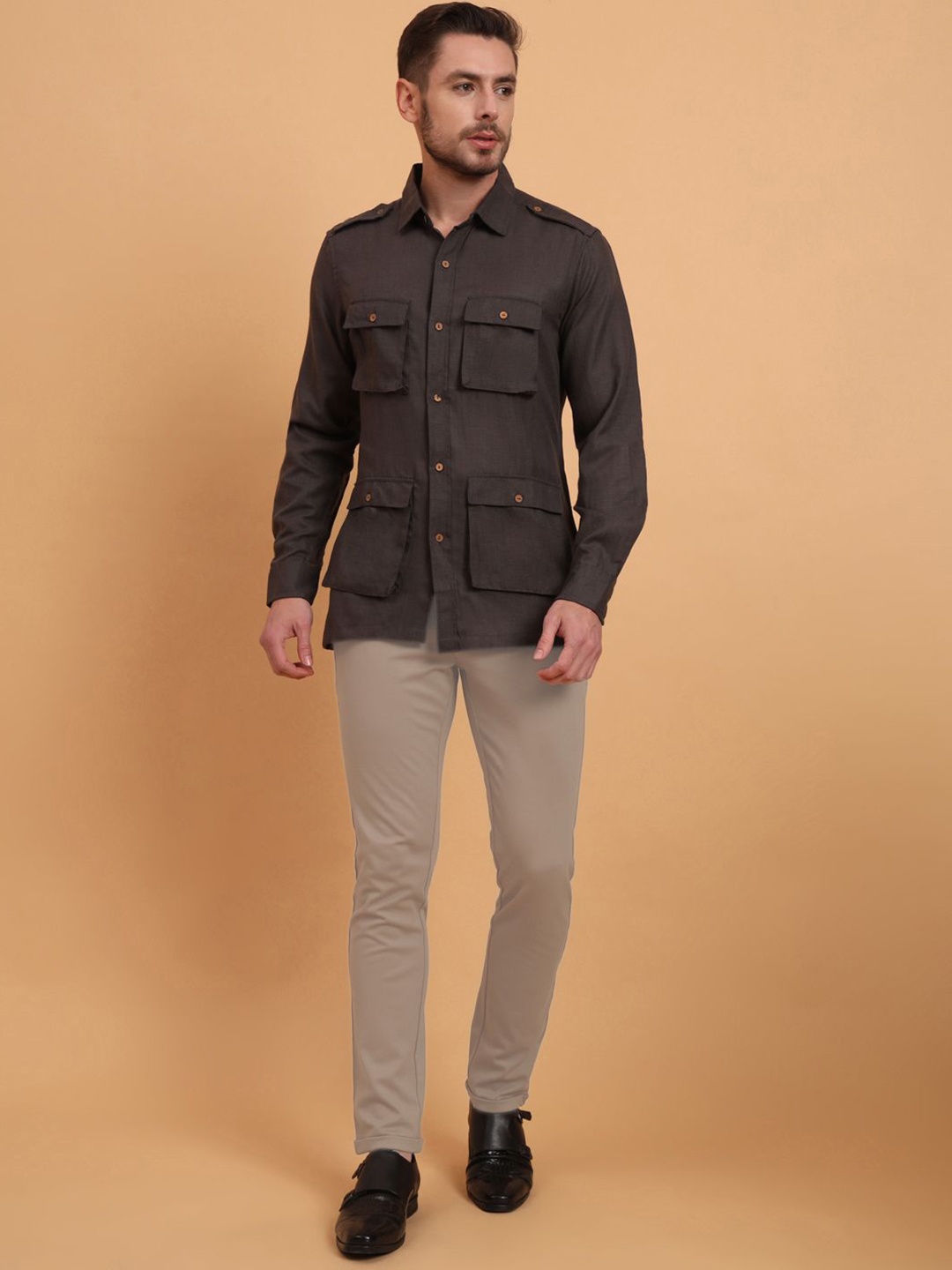 

Aspriya Men Slim Fit Opaque Casual Shirt, Grey