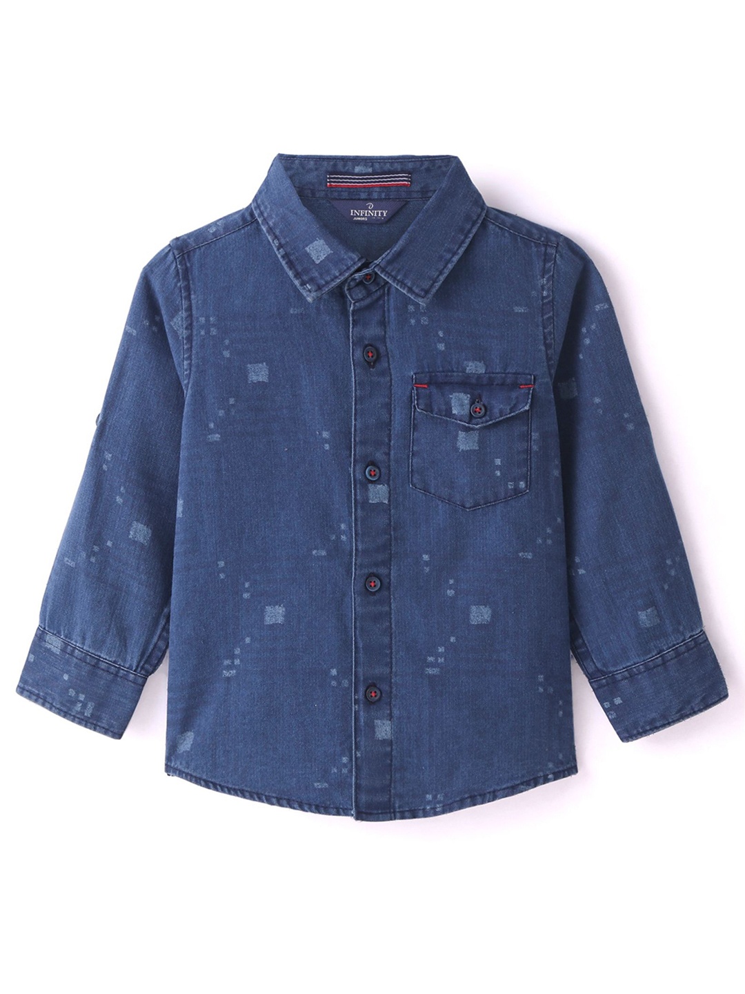 

Infinity Boys Tailored Fit Opaque Printed Casual Shirt, Blue