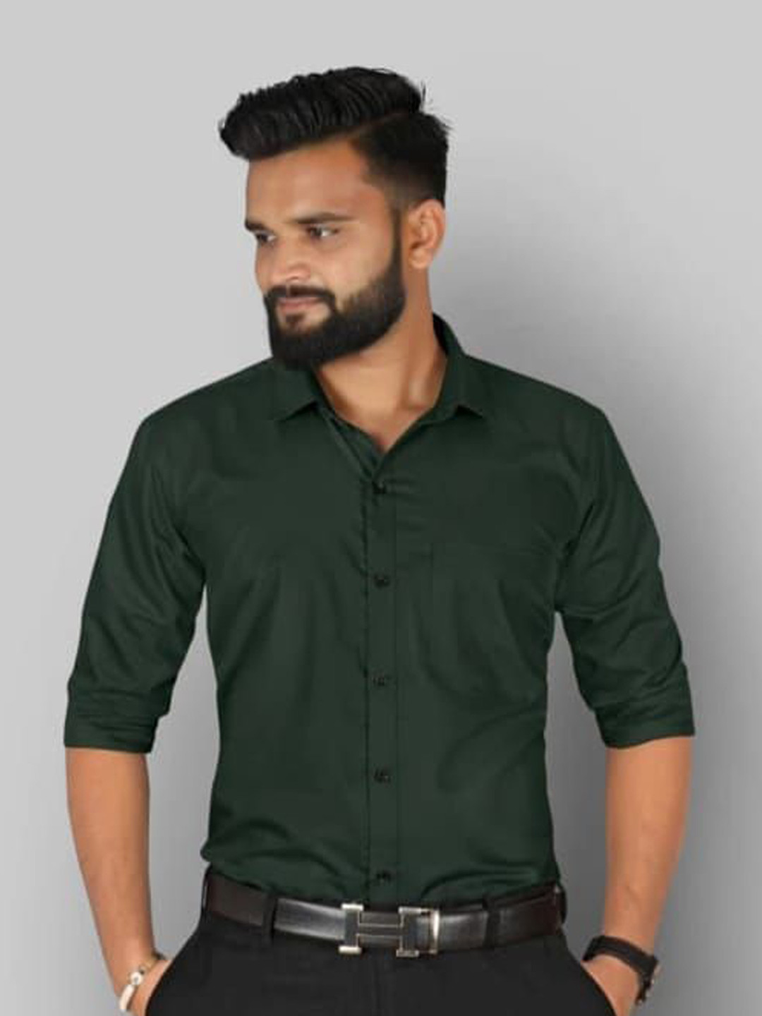 

Raavi Men Comfort Opaque Formal Shirt, Green