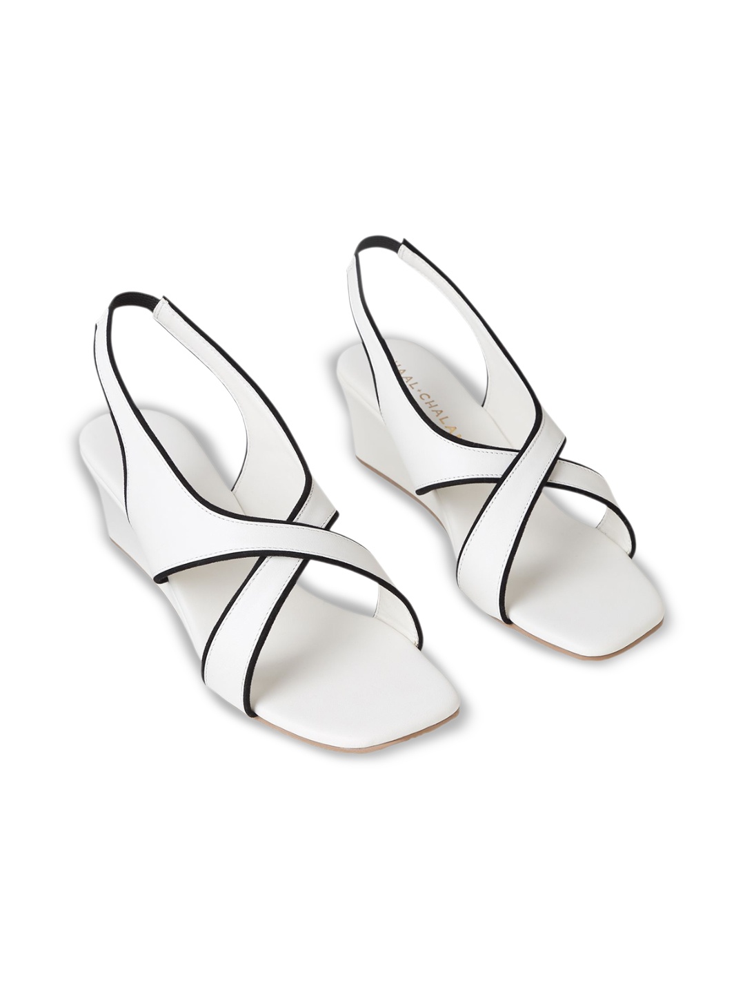 

CHAAL CHALAN PU Wedge Peep Toes, White