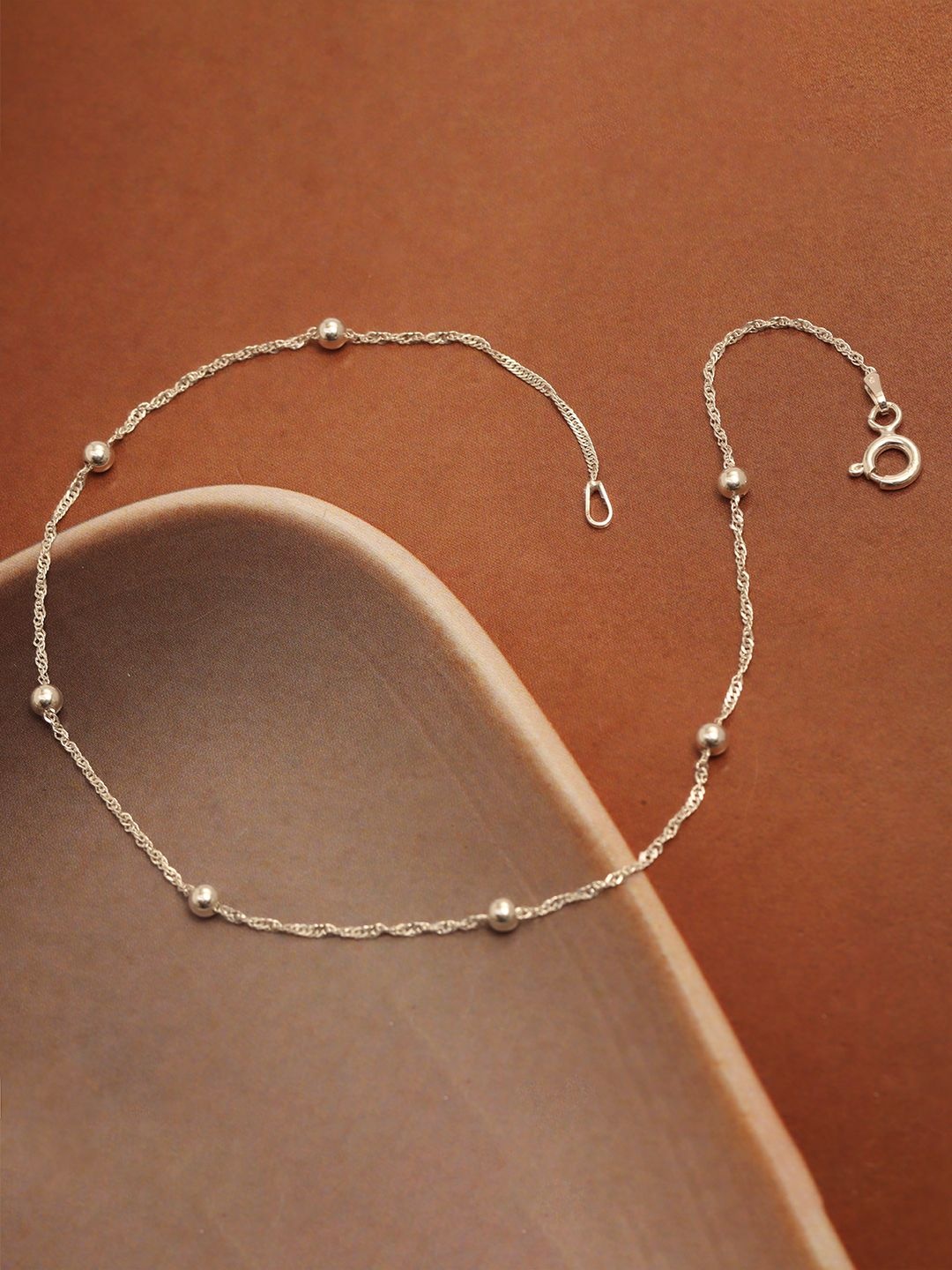 

LeCalla Silver-Plated Artificial Stones and Beads Anklet