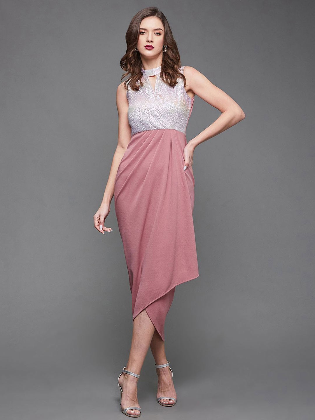 

Miss Chase Georgette Fit & Flare Midi Dress, Pink