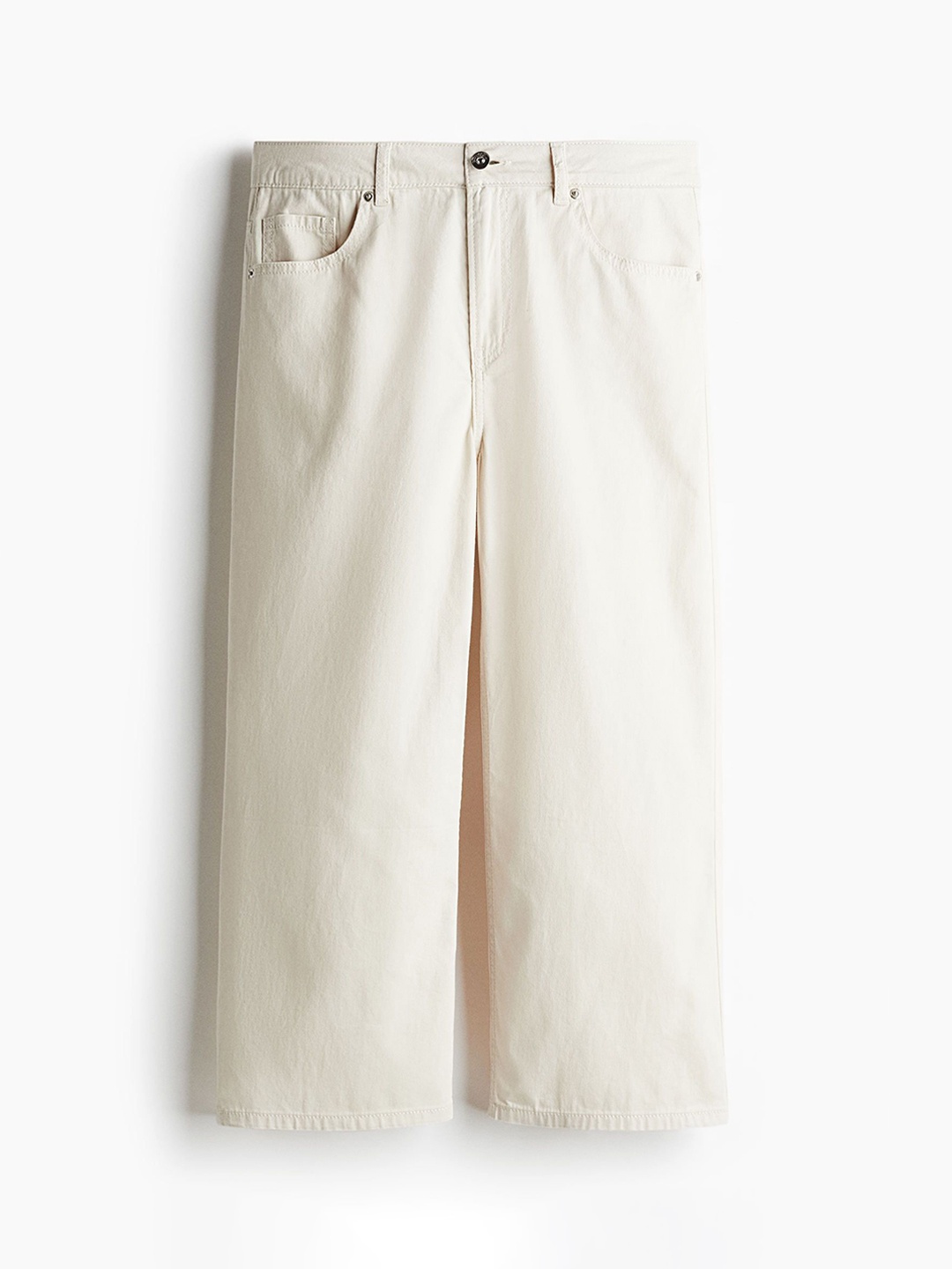 

H&M Women Wide High Cropped Jeans, White