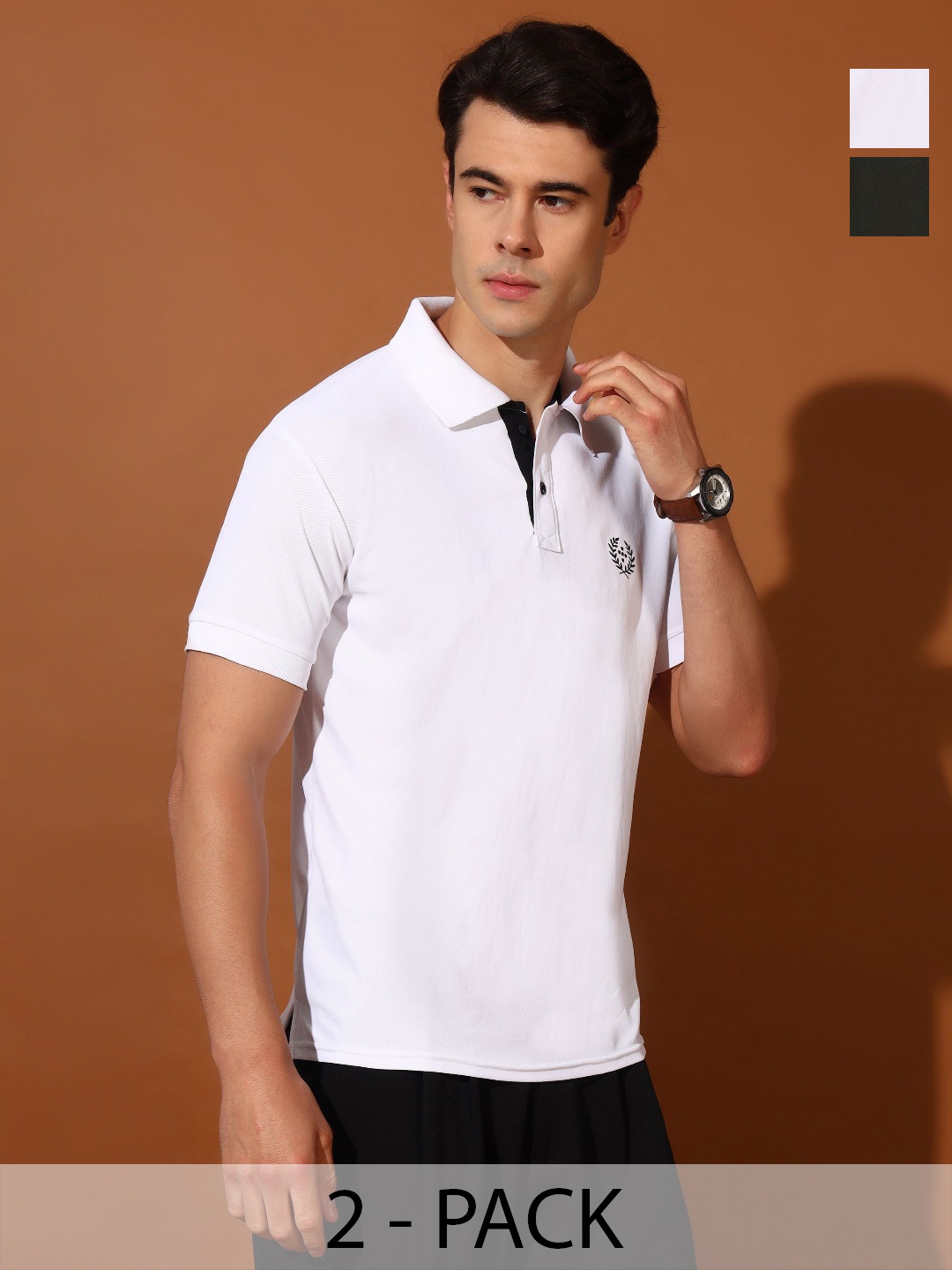 

Christy World Men 2 Polo Collar Applique T-shirt, Multi