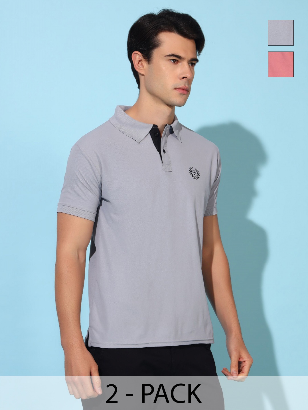 

Christy World Men 2 Polo Collar Applique T-shirt, Multi