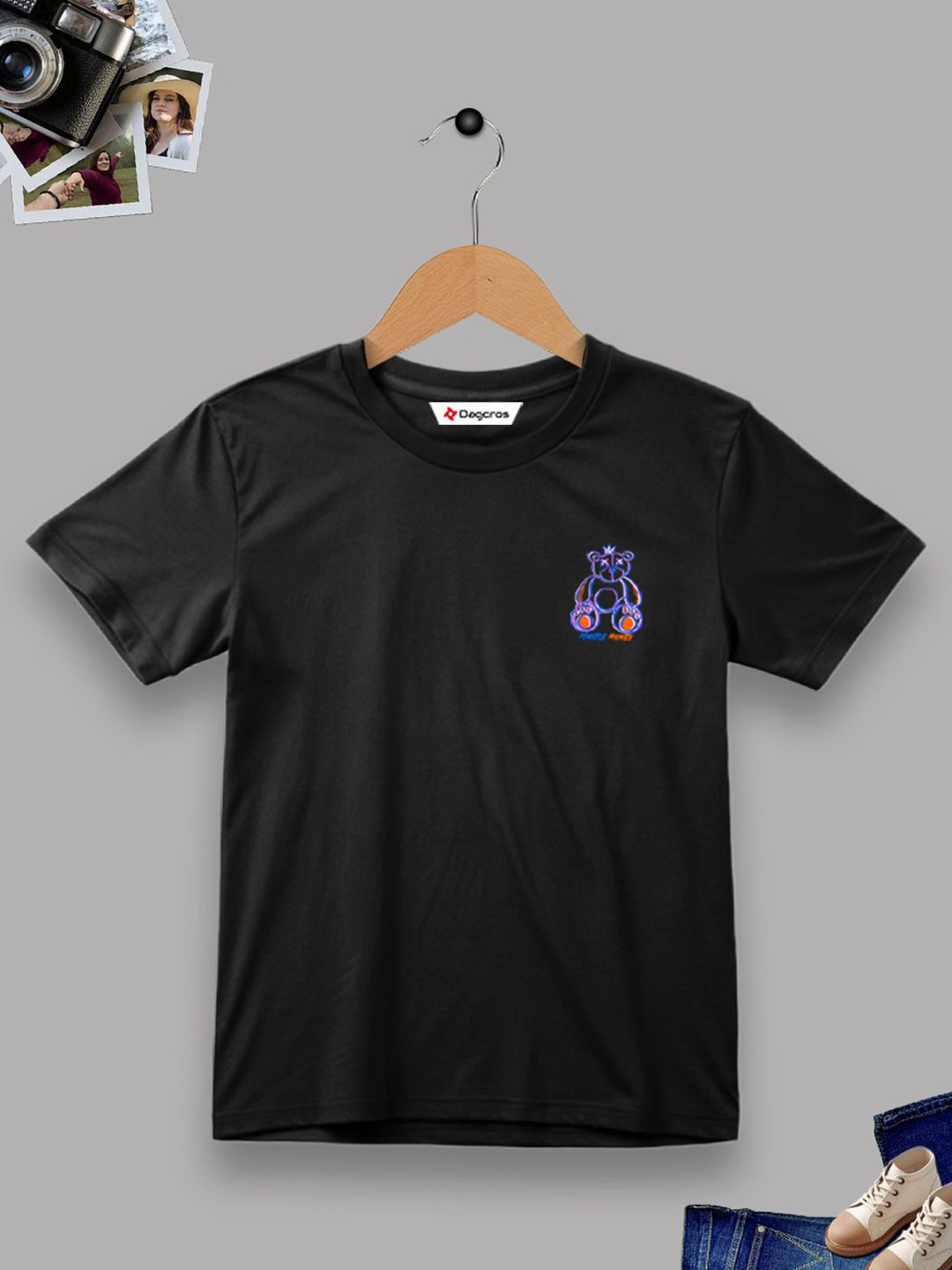 

Dagcros Boys Printed T-shirt, Black