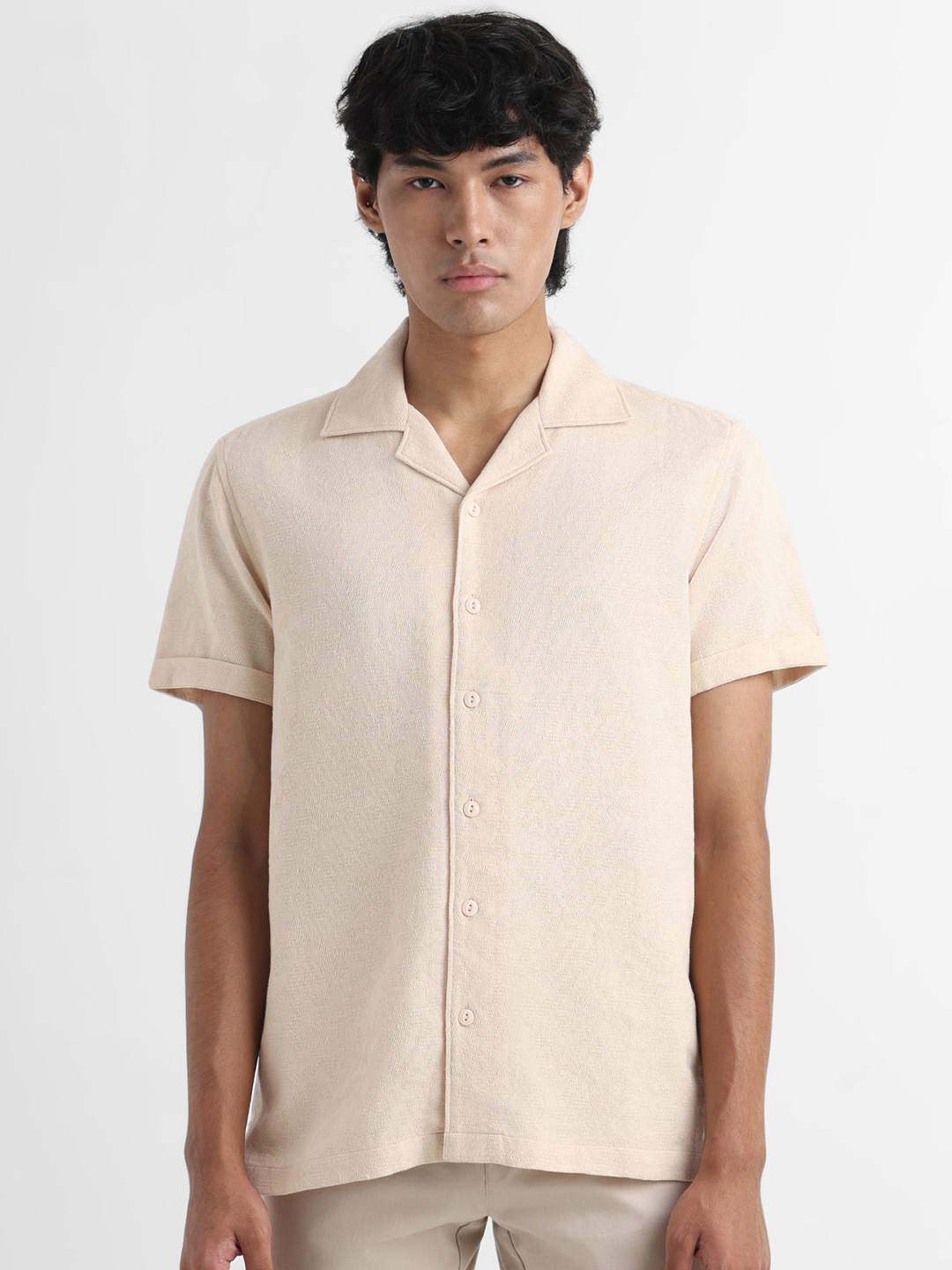 

YUVAKAA Men Opaque Casual Shirt, Beige