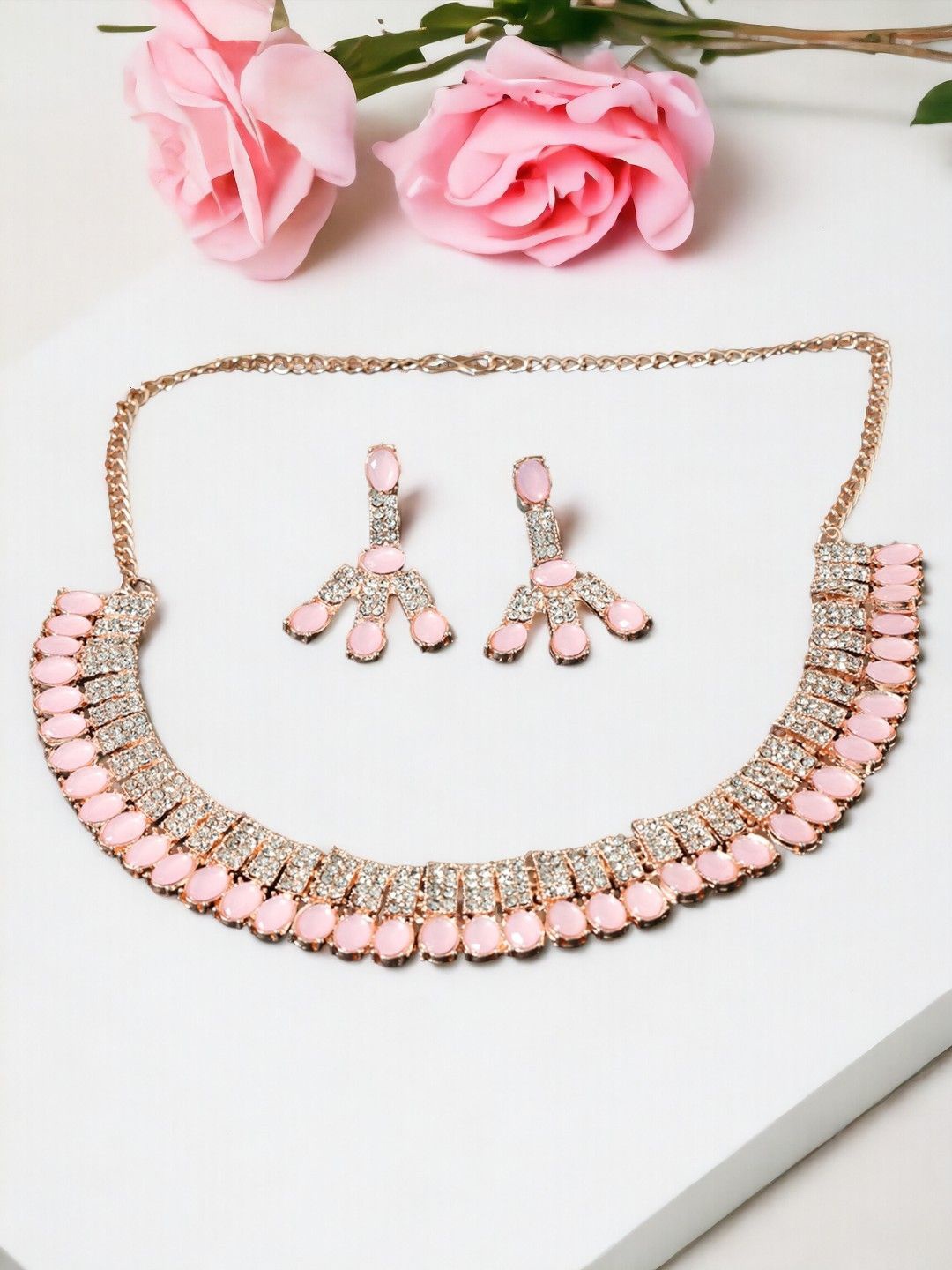 

Anouk Rose Gold-Plated Stone Studded Jewellery Set