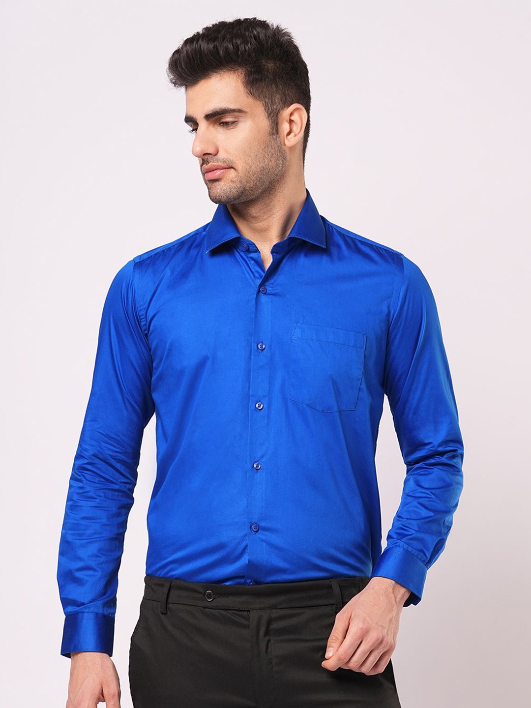 

John Philips Men Slim Fit Opaque Casual Shirt, Blue