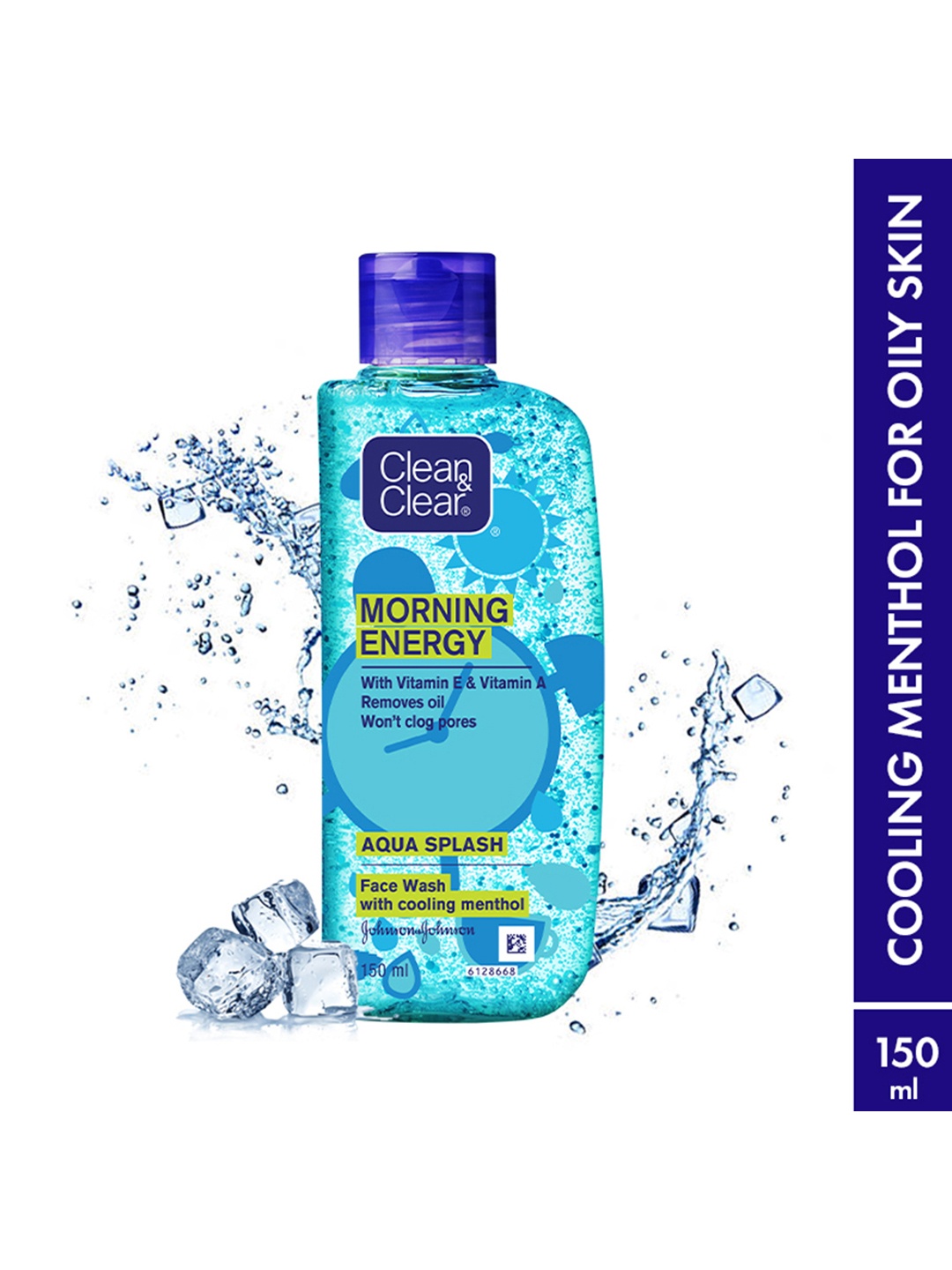 

Clean&Clear Morning Energy Aqua Splash Face Wash with Cooling Menthol - 150 ml, Blue