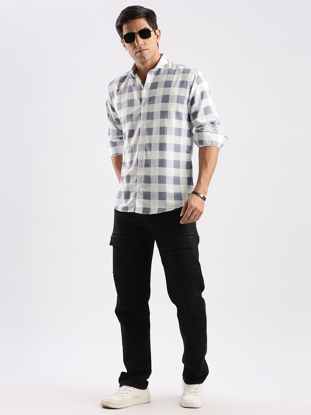 

RICH & ROMAN Men Classic Printed Semiformal Shirt, Turquoise blue