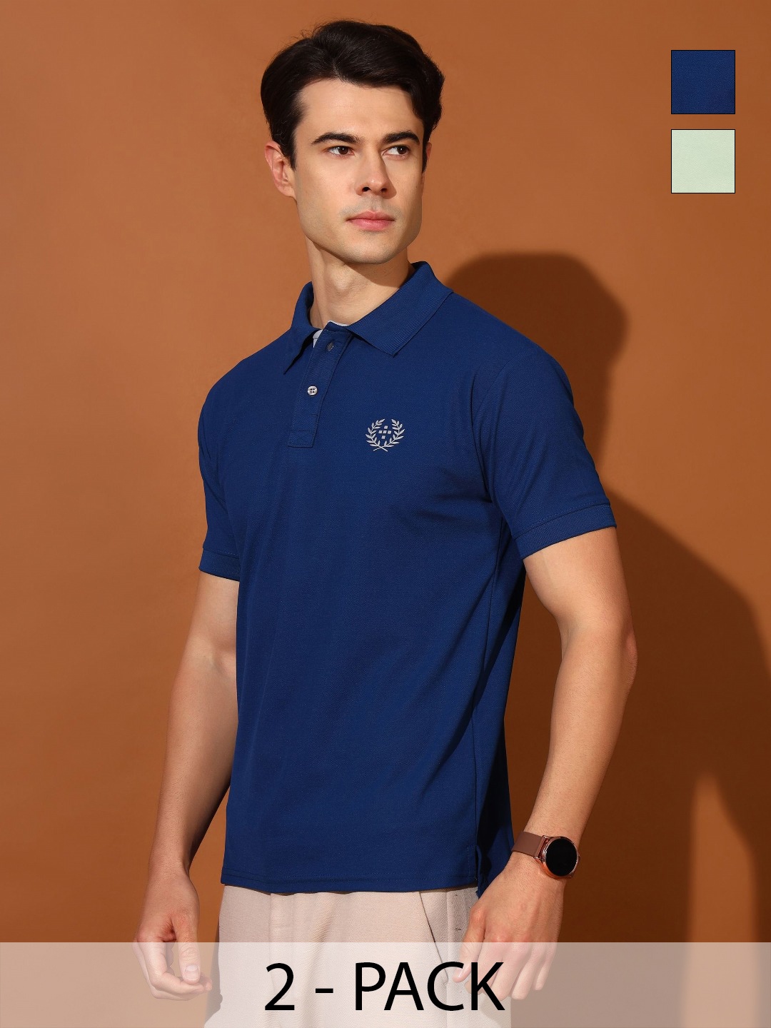 

Christy World Men 2 Polo Collar Applique T-shirt, Multi