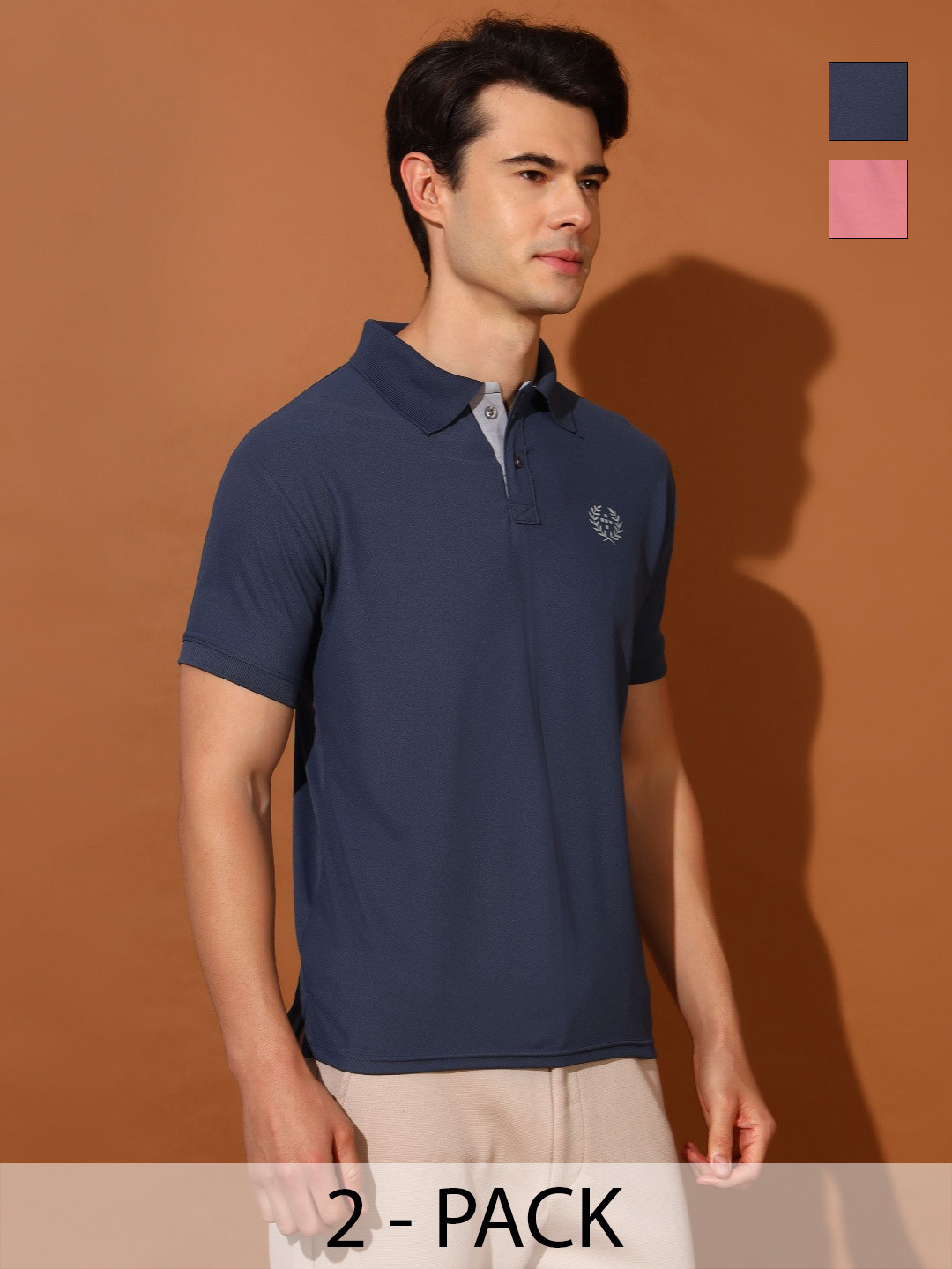 

Christy World Men 2 Polo Collar Applique T-shirt, Multi