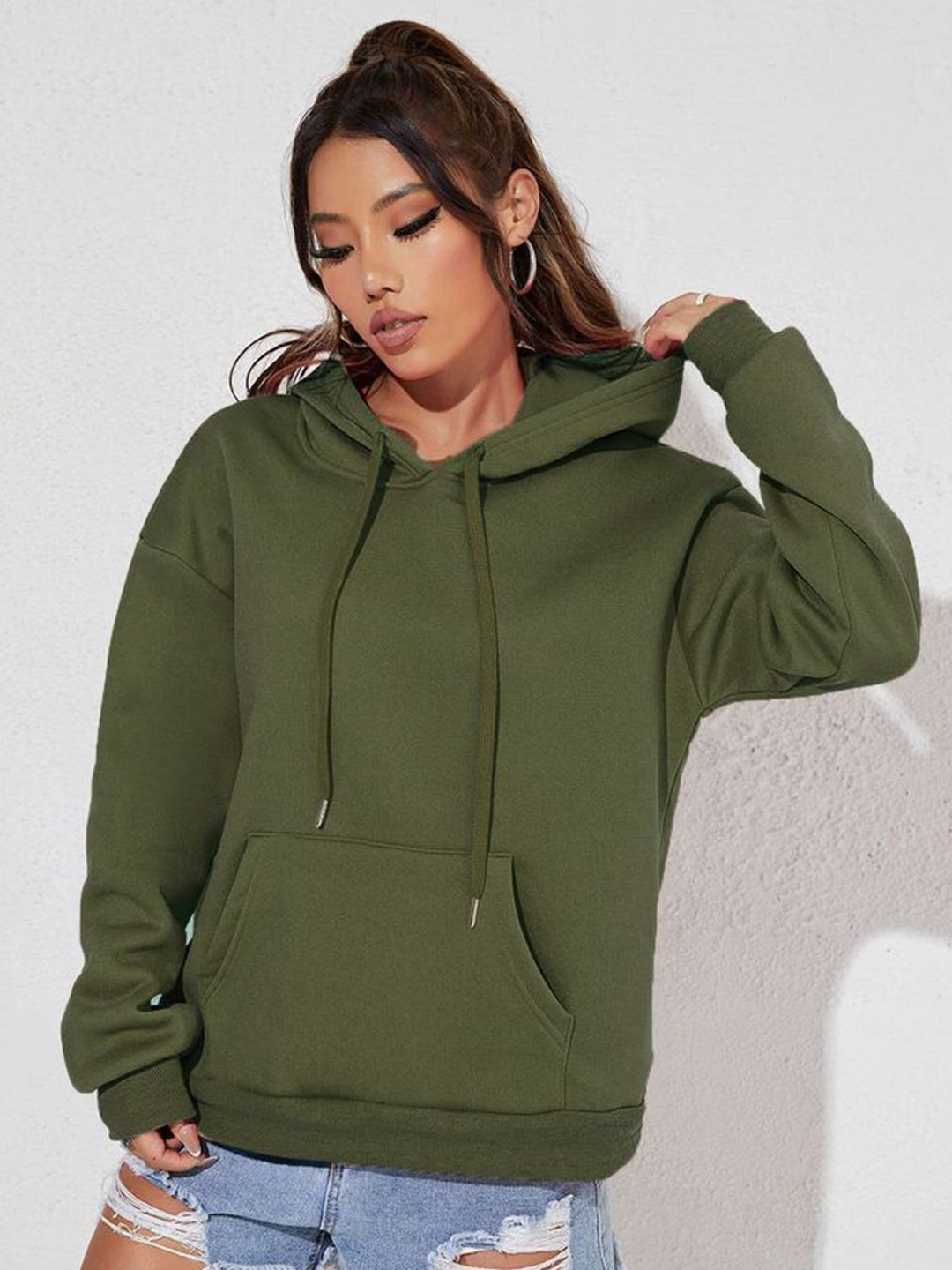 

FEMENEST Women Hooded Sweatshirt, Green