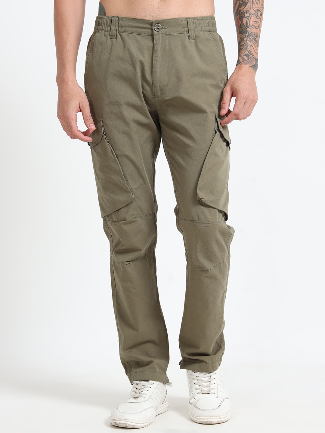 

RIGS AND RAGS Men Original Easy Wash Regular Fit Cargo Styles Trousers, Beige