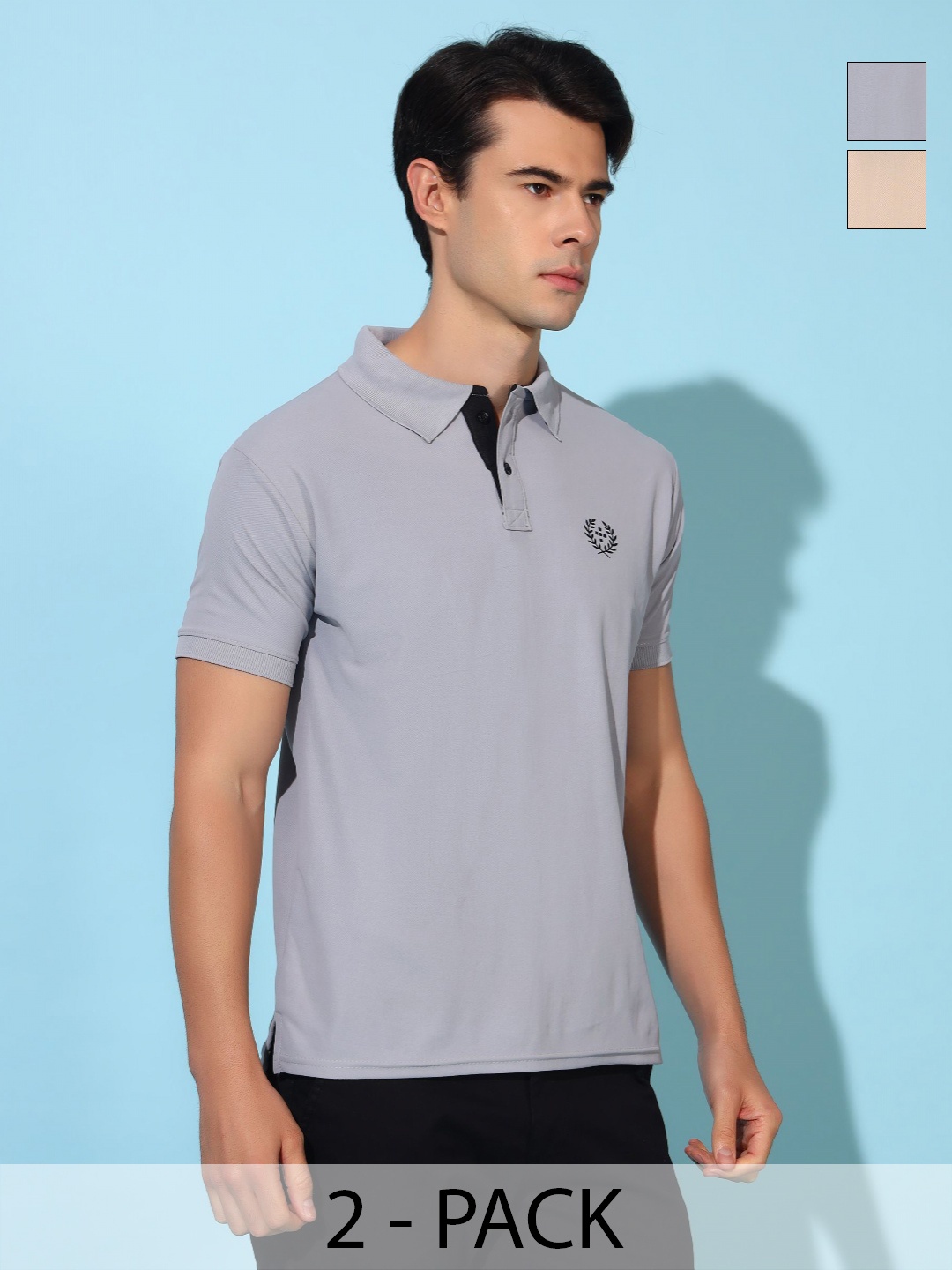

Christy World Men 2 Polo Collar Applique T-shirt, Multi